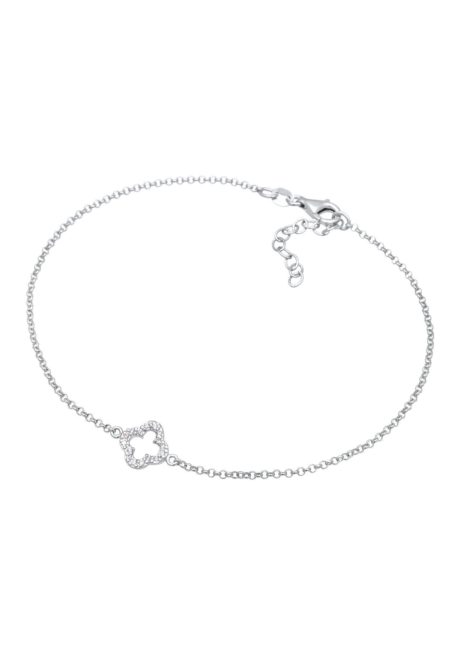 Elli Fußkette »Fußschmuck Kleeblatt Zirkonia Glücksymbol Talisman 925 Silber«