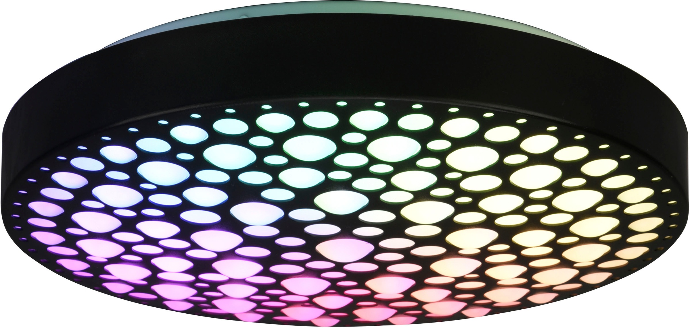 REALITY Leuchten LED Deckenleuchte »Chizu«, 1 flammig, Leuchtmittel LED-Board | LED fest integriert, Regenbogen RGB-Wechsel, dimmbar per Fernbedienung, Memory, Nachtlicht