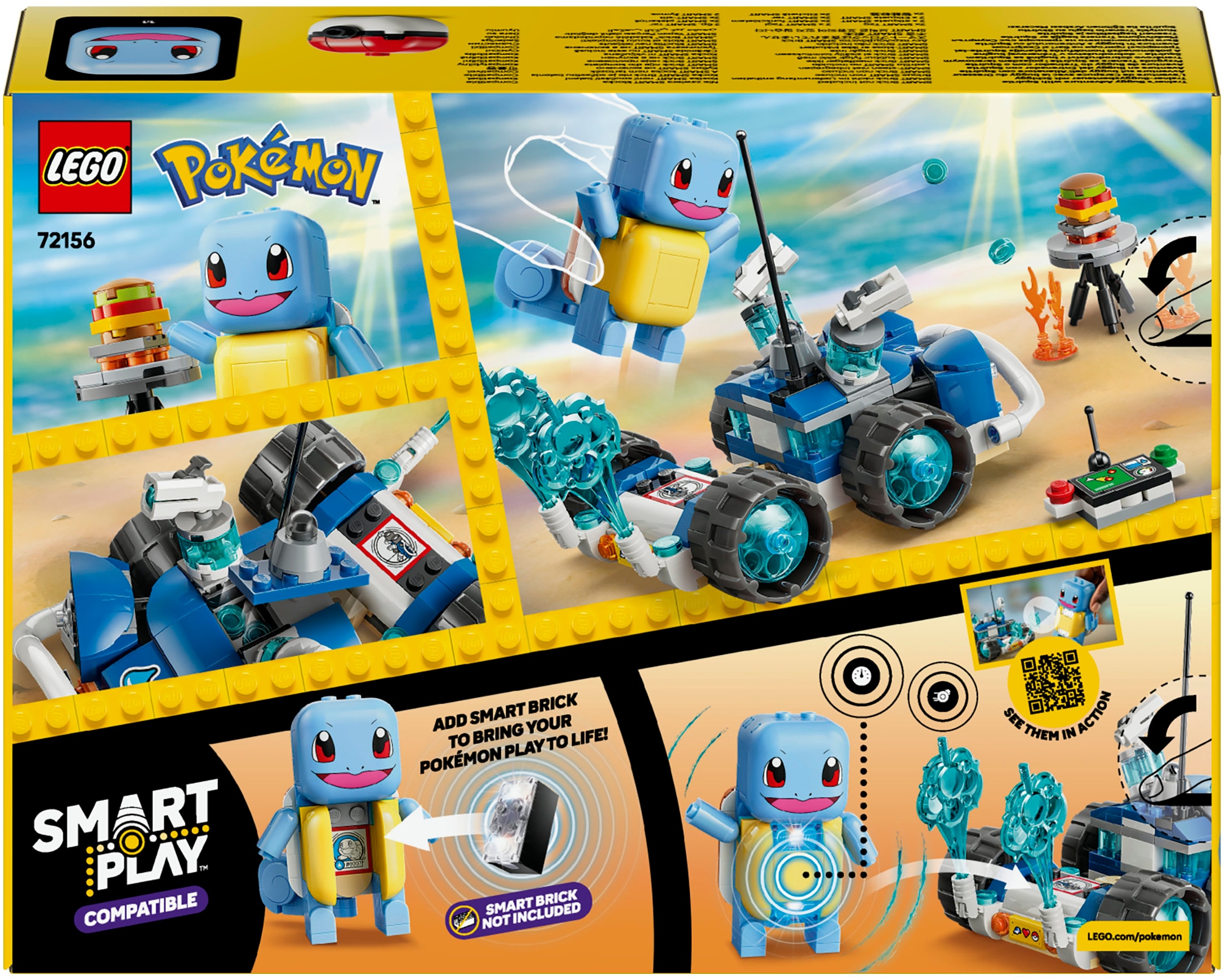 LEGO® Konstruktionsspielsteine »SMART Play™  Trainer-Buggyabenteuer mit Schiggy (72156), LEGO Pokémon« Mit SMART Brick kombatibel (nicht enthalten)