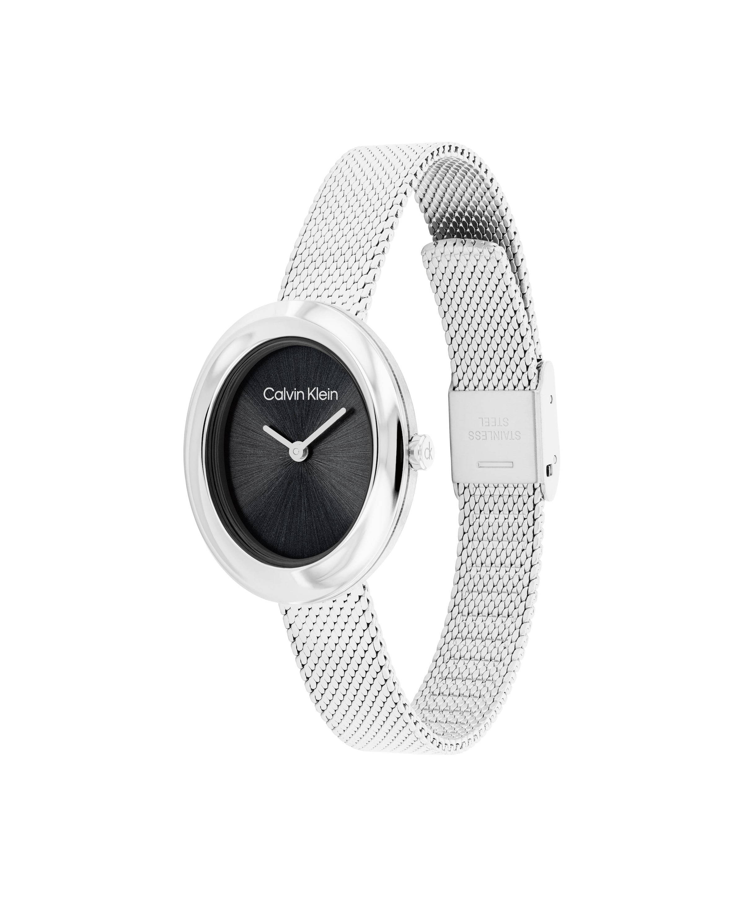 Calvin Klein Quarzuhr »TWISTED BEZEL« Armbanduhr, Damenuhr, Edelstahlarmband, analog