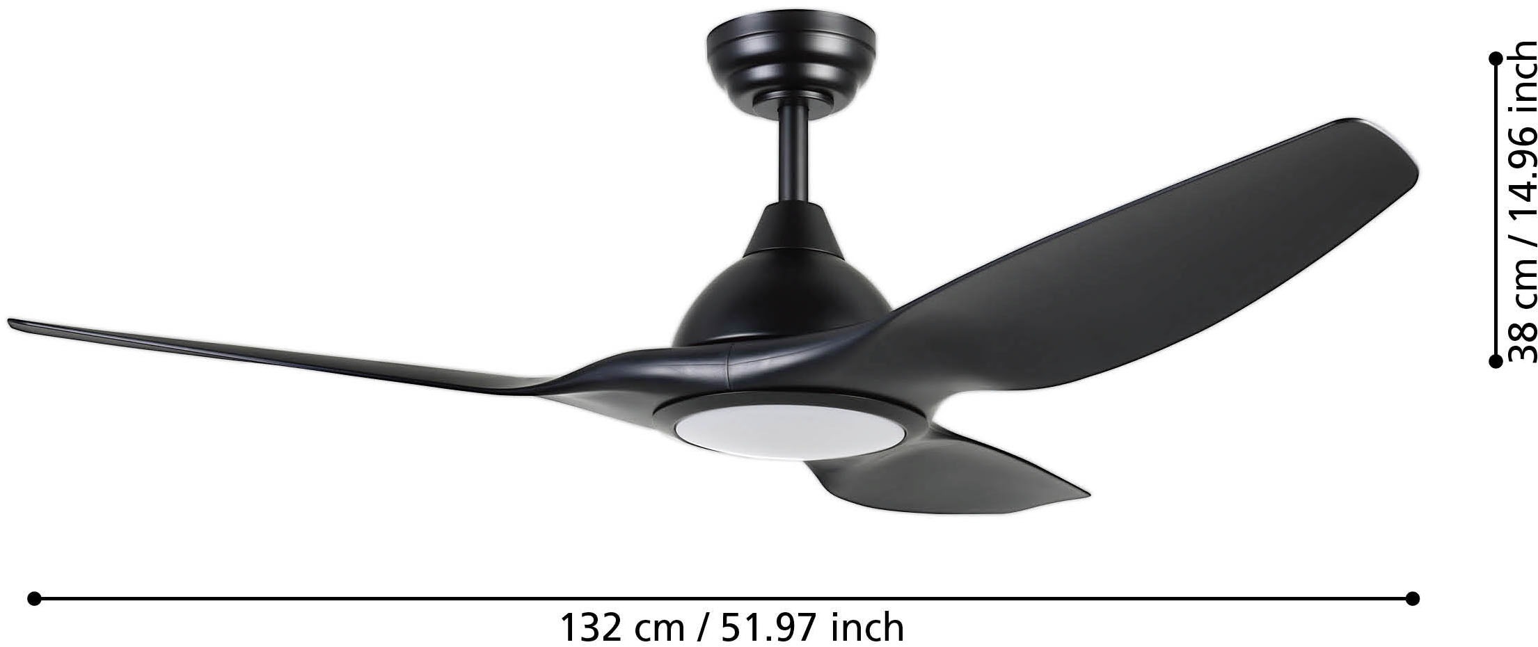 EGLO LED Deckenleuchte »TUNITAS Ventilator & Licht - Stahl - LED - 16W - IP20« LED-Modul 1 Stk. Kaltweiß | Neutralweiß | Warmweiß Ventilator mit Beleuchtung, Wohnzimmer, Schalfzimmern, H38 x Ø132 cm