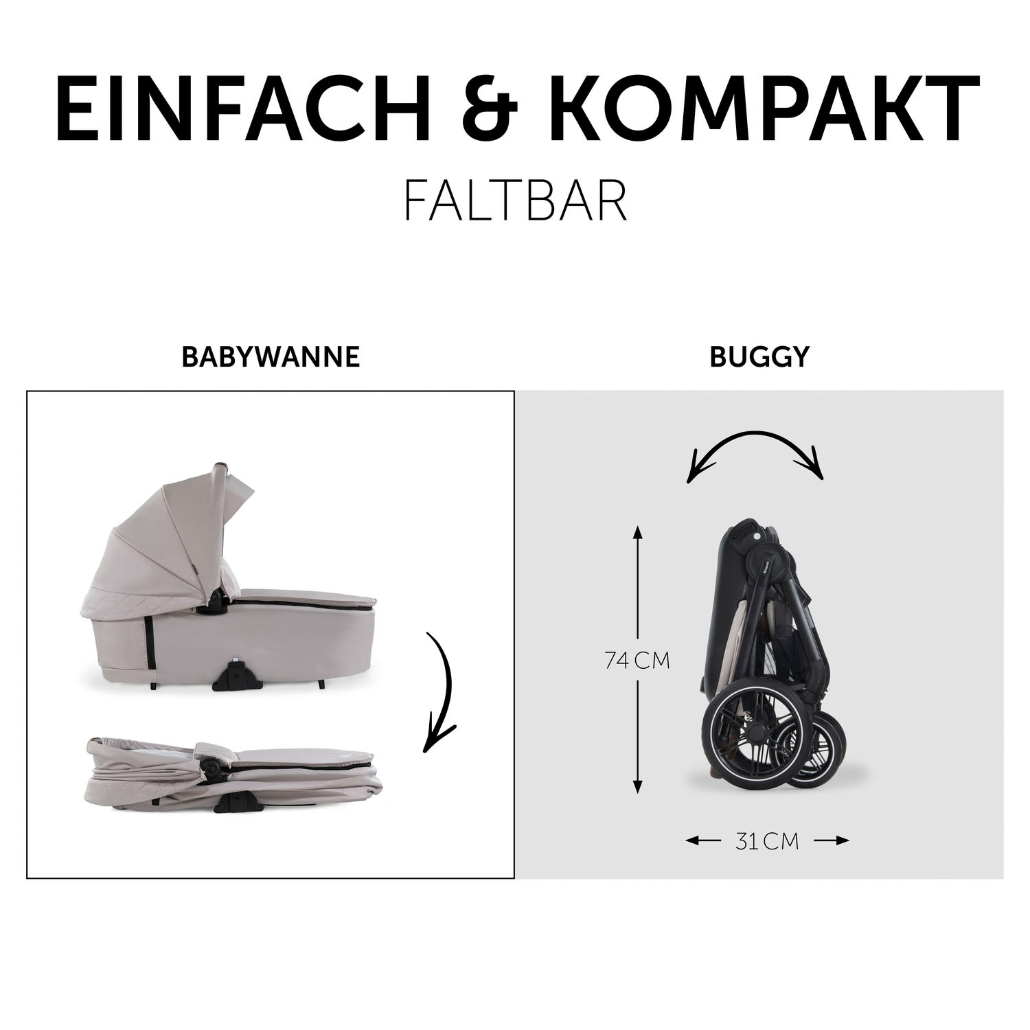 Hauck Kombi-Kinderwagen »Walk N Care Set«, 22 kg, belastbar bis 22 kg