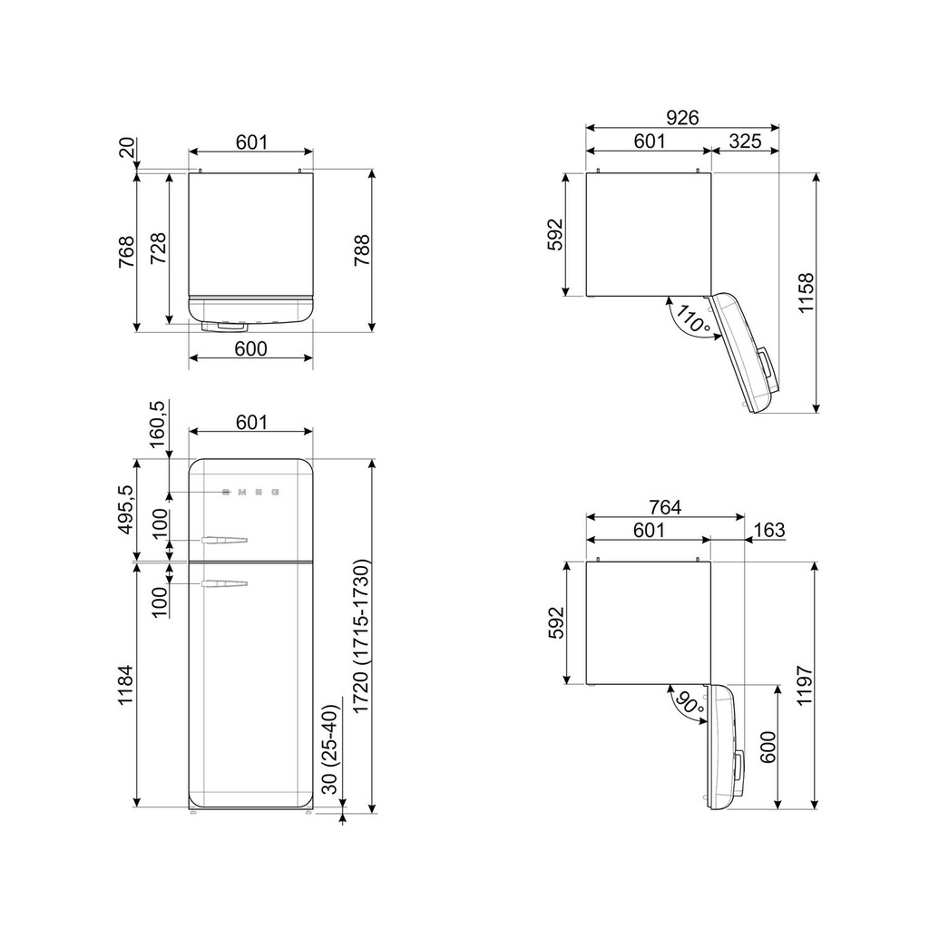 Smeg Kühl-/Gefrierkombination »FAB30«, FAB30RBL5, 172 cm hoch, 60,1 cm breit