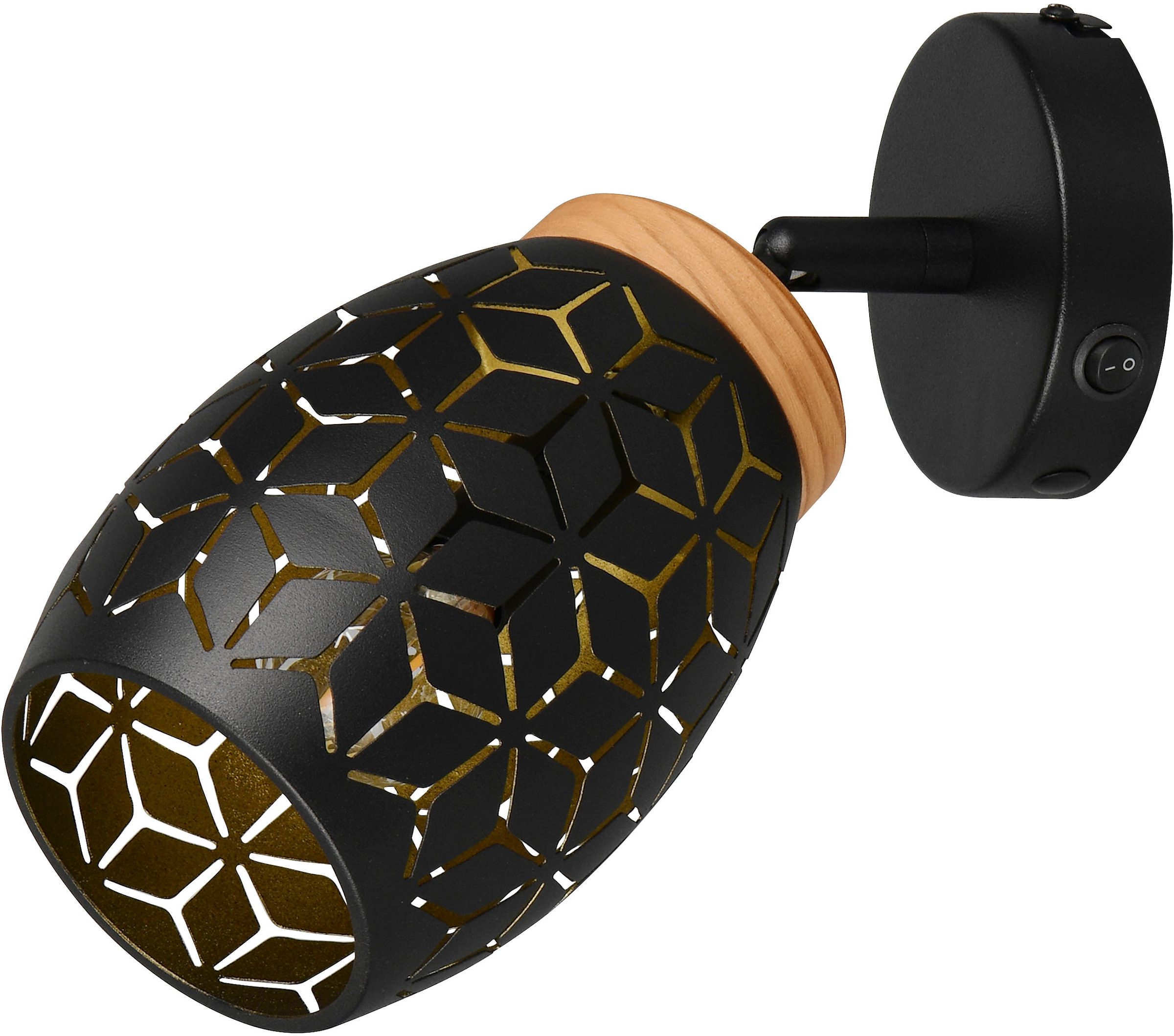 REALITY Leuchten Wandstrahler »BIDAR, Wandlampe mit verstellbarem Spot, exkl 1x E14 max 10W« E14 1 Stk. warmweiß - kaltweiß Kippschalter ON/OFF, Metall-Lampenschirm Lasercut Optik Ø 12cm