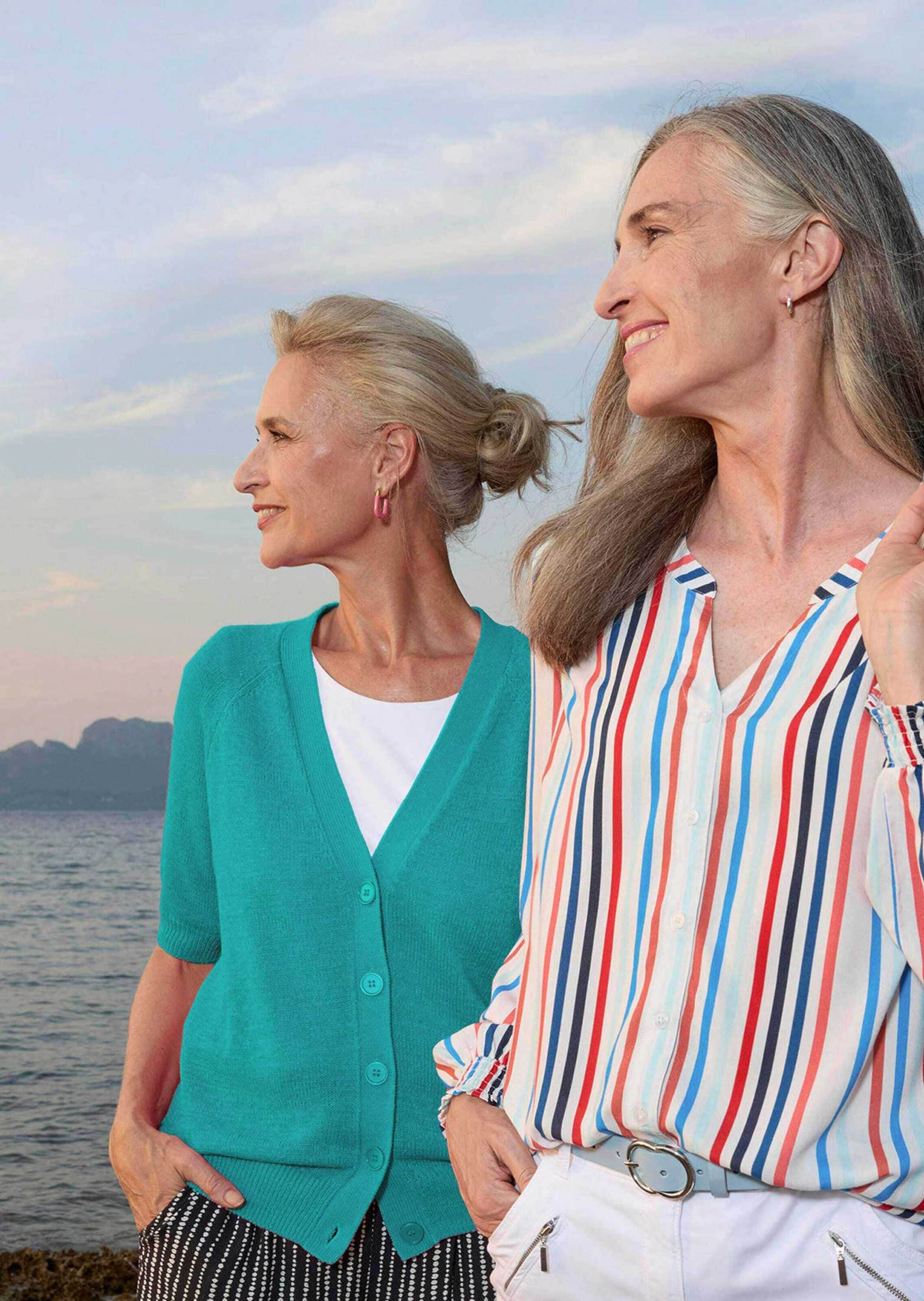 GOLDNER Strickjacke »Kurzgröße Damen Cardigan in Pink, Halbarm« Tonale Knöpfe