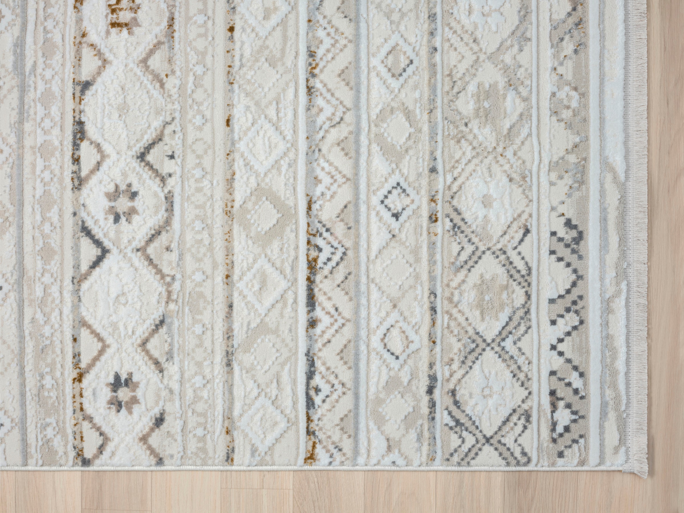 Myflair Möbel & Accessoires Teppich »My Nomady Lagerräumung«, rechteckig, 10 mm Höhe, Kurzflor, Scandi-Design, besonders weich durch Microfaser, mit Fransen