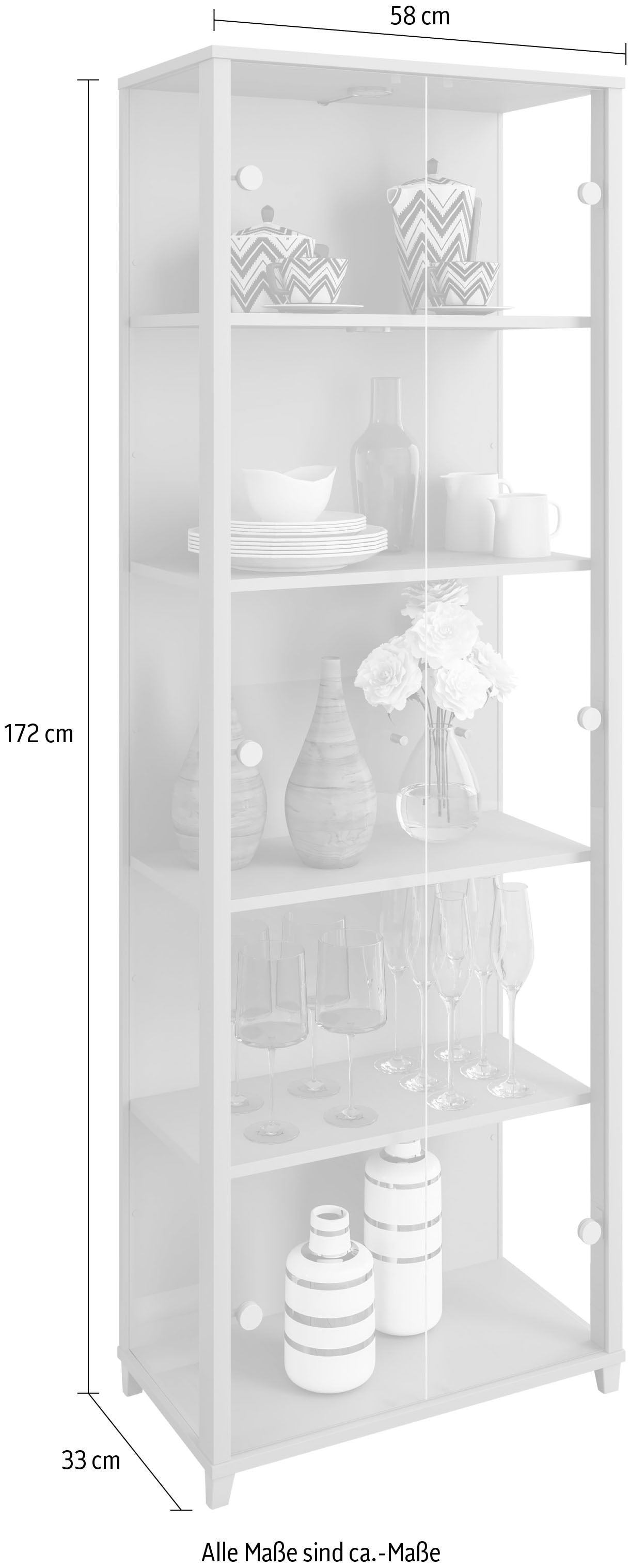 fif möbel Vitrine »OPTIMA« Standvitrine, Vitrinenschrank, Glasvitrine, Sammlervitrine