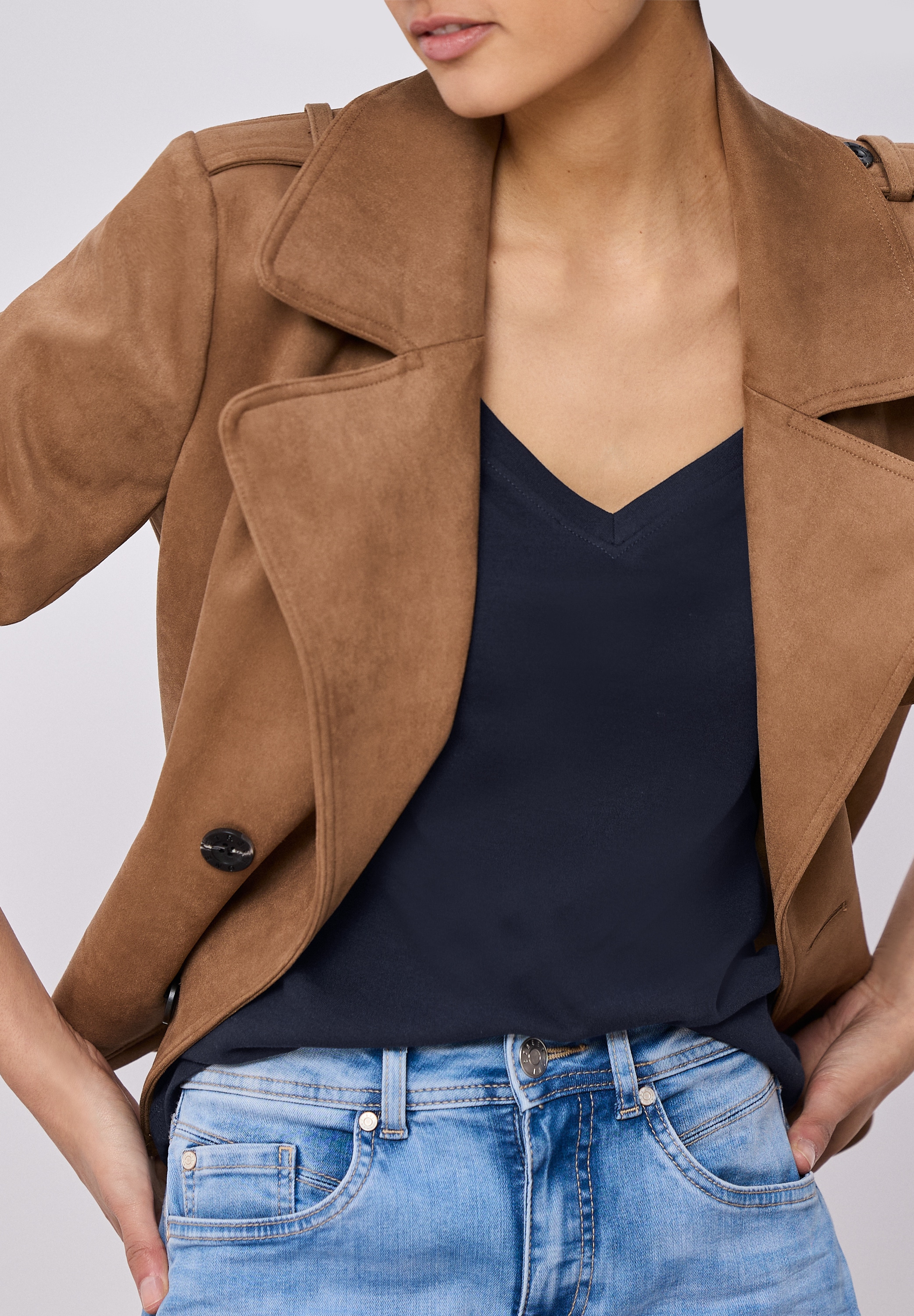 STREET ONE Kurzarmshirt mit V-Ausschnitt