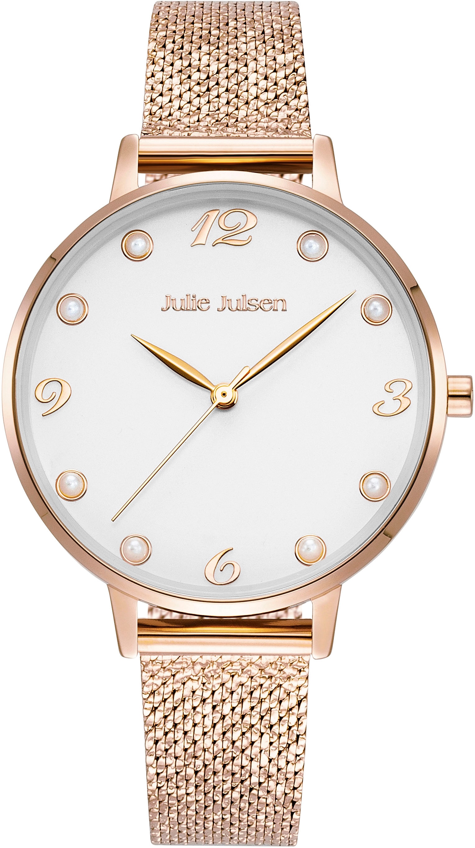 Quarzuhr »Julie Julsen Pearl White Rosé, JJW1006RGM-W«, Armbanduhr, Damenuhr, Perlen,...