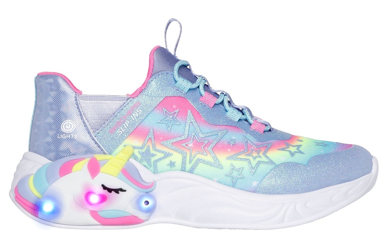 Skechers Slip-On Sneaker »UNICORN DREAMS LIGHTS«, Glitzer,-Blinkschuh zum Schlupfen, Größenschablone zum Download