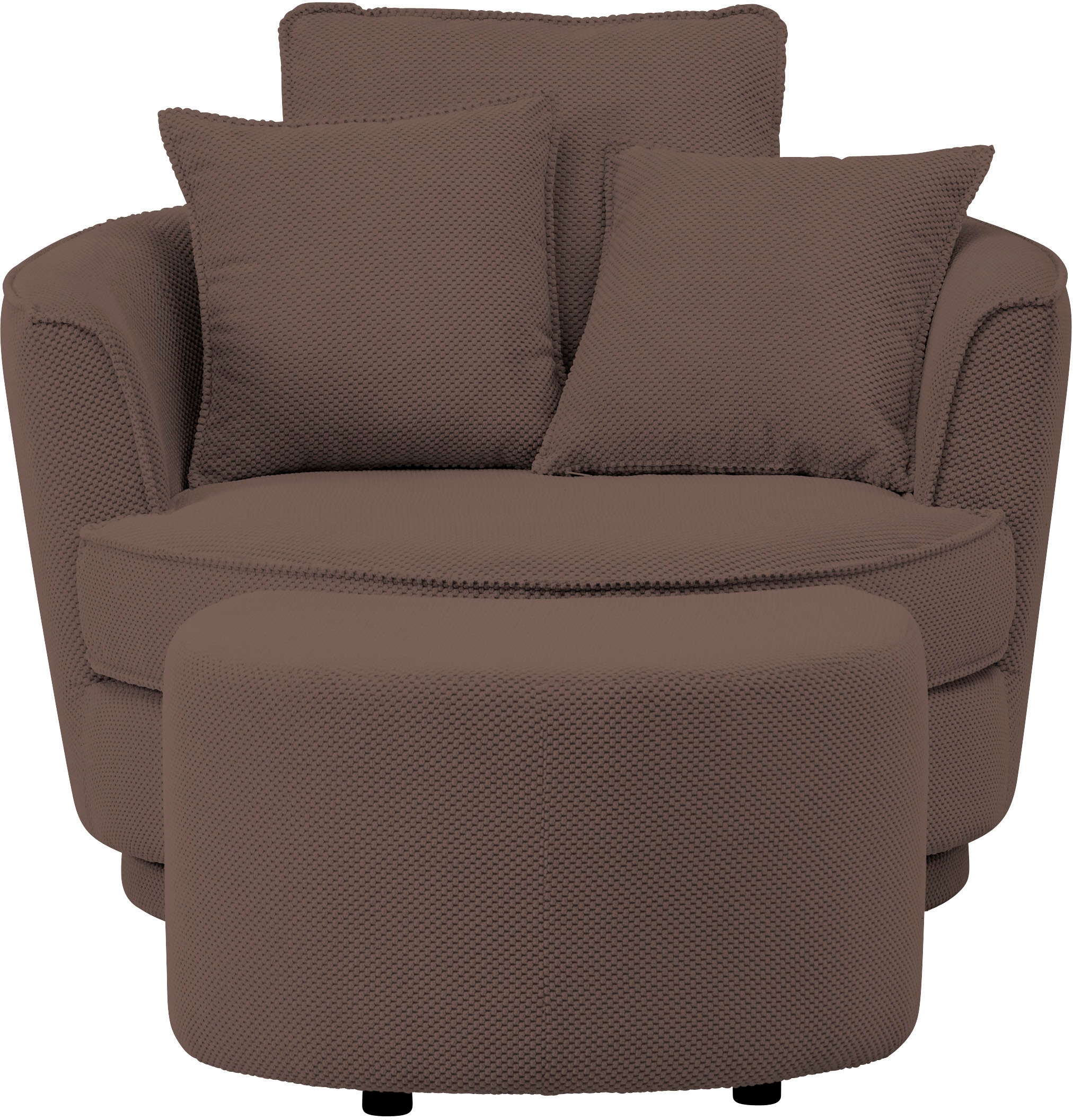 Leonique Drehsessel »MAISIE, Love Seat XXL Lese-Sessel, Big-Sessel mit Hocker,«, (2 St.), Set in MEGA CORD und Web-Velours, drehbar 360 Grad