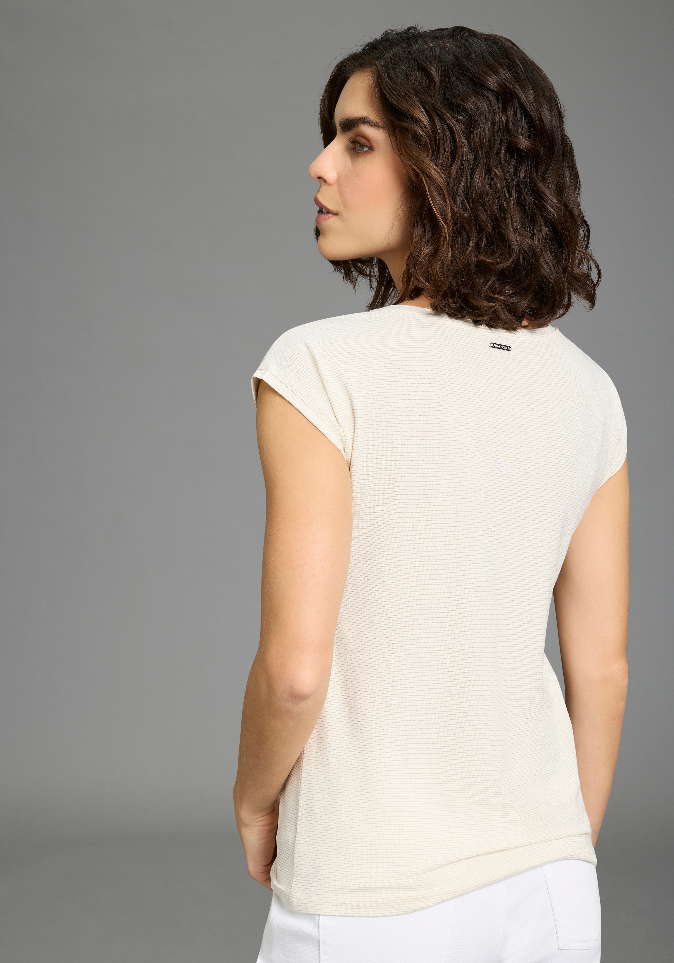 Laura Scott T-Shirt casual Stil, gestreifte Optik mit Glitzergarn