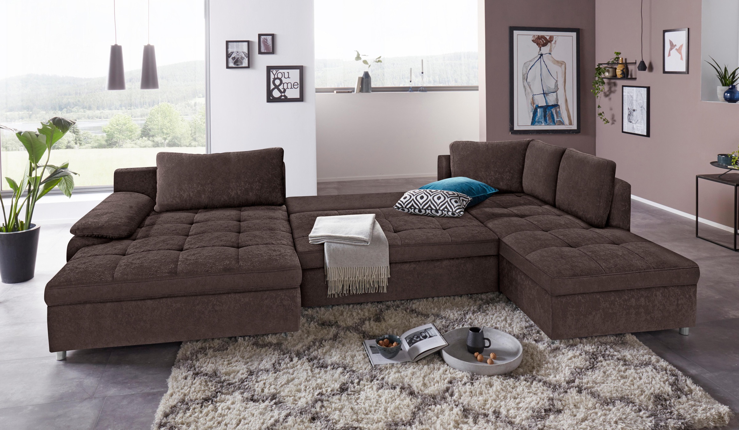 sit&more Wohnlandschaft »Labene U-Form« wahlweise mit Bettfunktion und Bettkasten