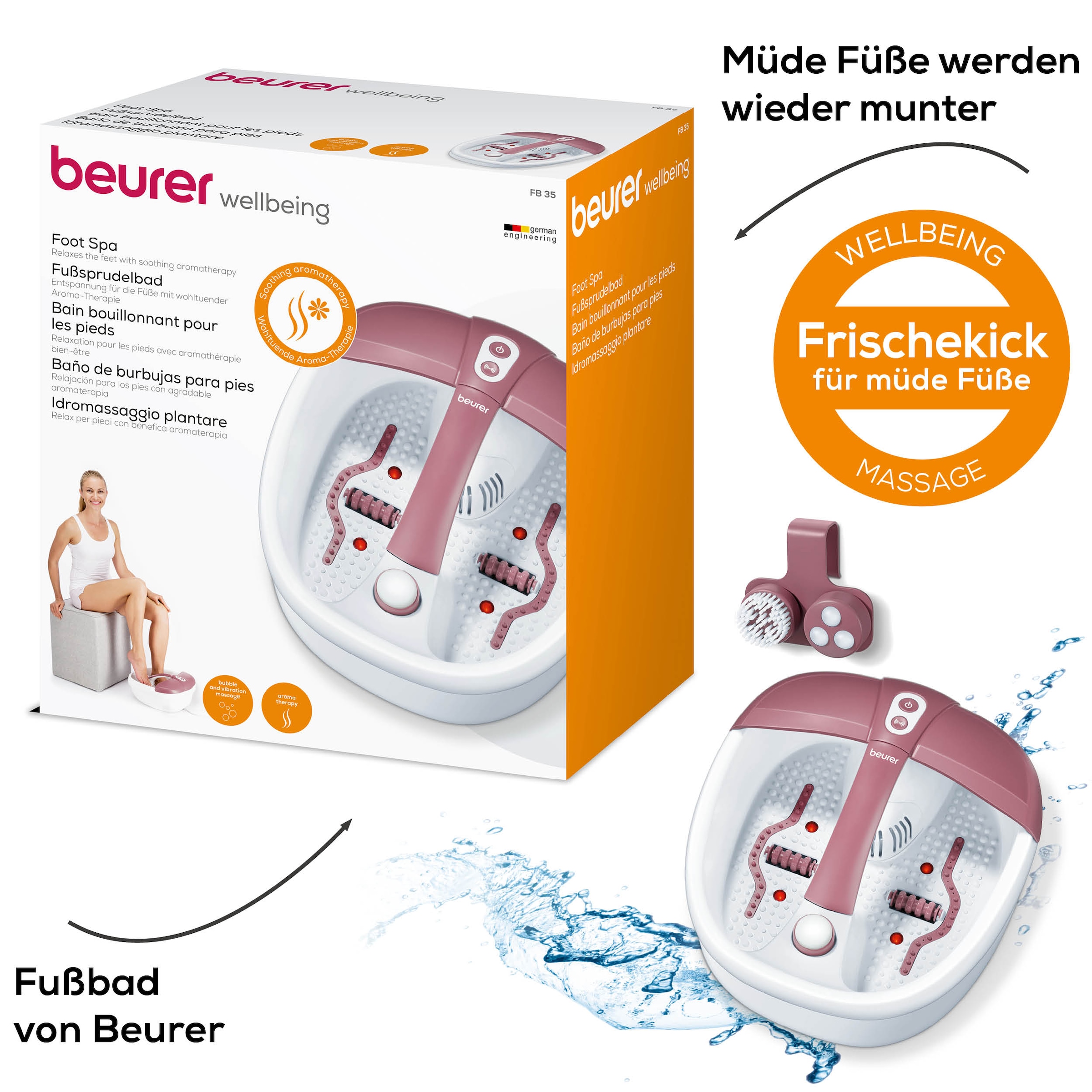 BEURER Fußbad »FB 35 Fußsprudelwanne mit Aroma-Filter zur Verwendung mit Badezusätzen«, Mit Vibrations- und Sprudelmassage und Wassertemperierung