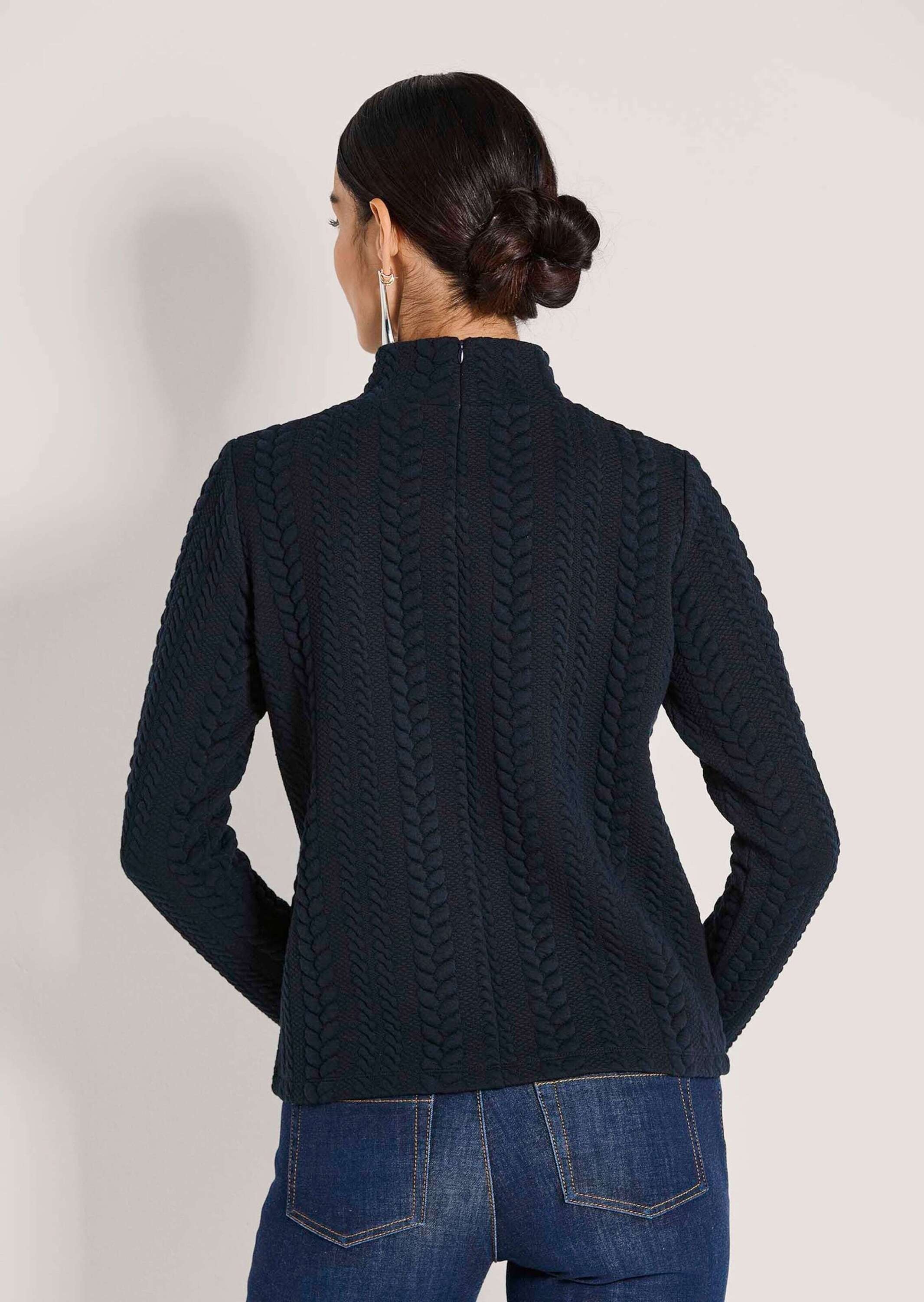 MADELEINE Langarmshirt »Zopfstruktur Sweatshirt mit Stehkragen«