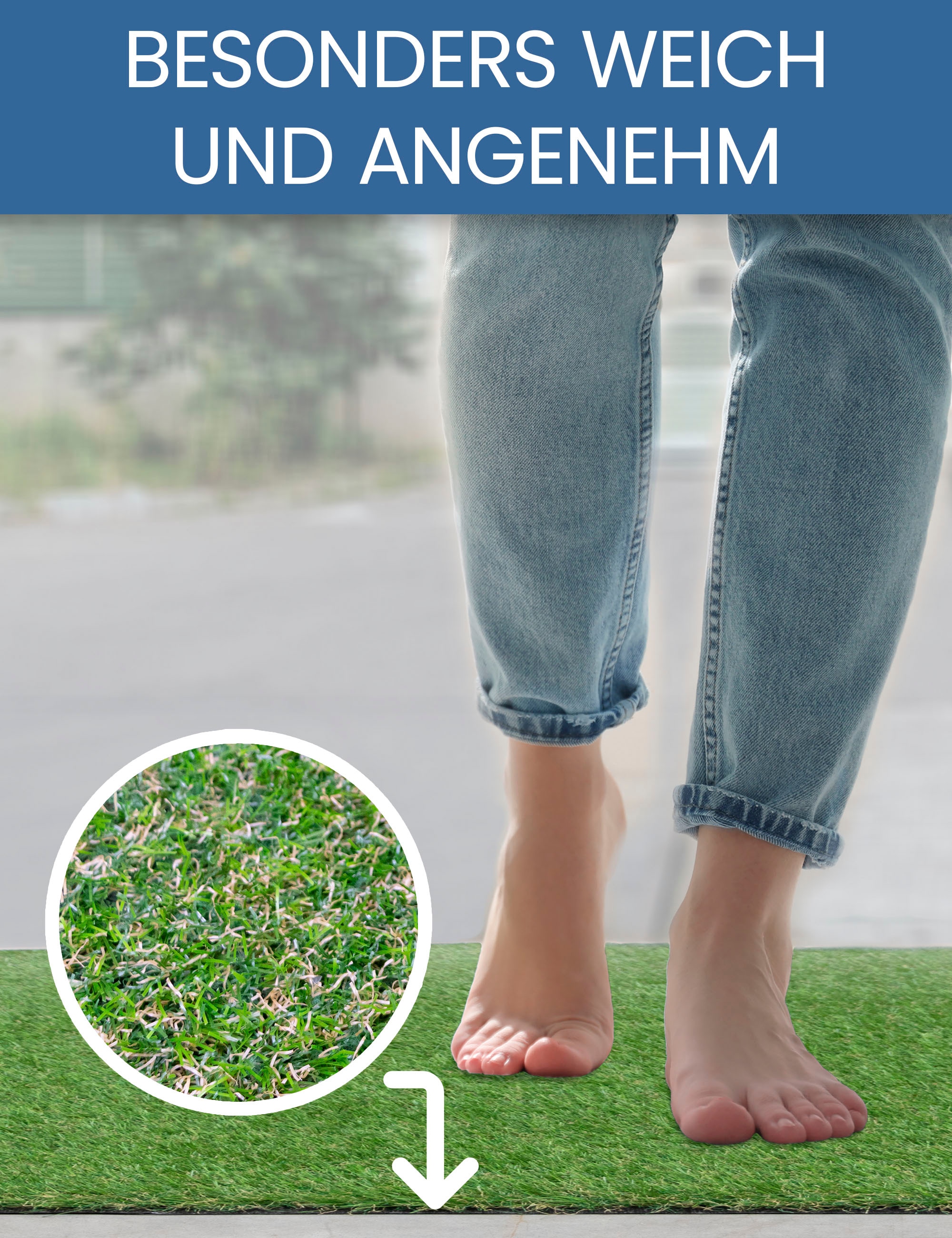 Primaflor-Ideen in Textil Kunstrasen »WOODLAND«, rechteckig, 29 mm Höhe, realistische Optik, mit Drainagefunktion, ideal für Balkon & Terrasse