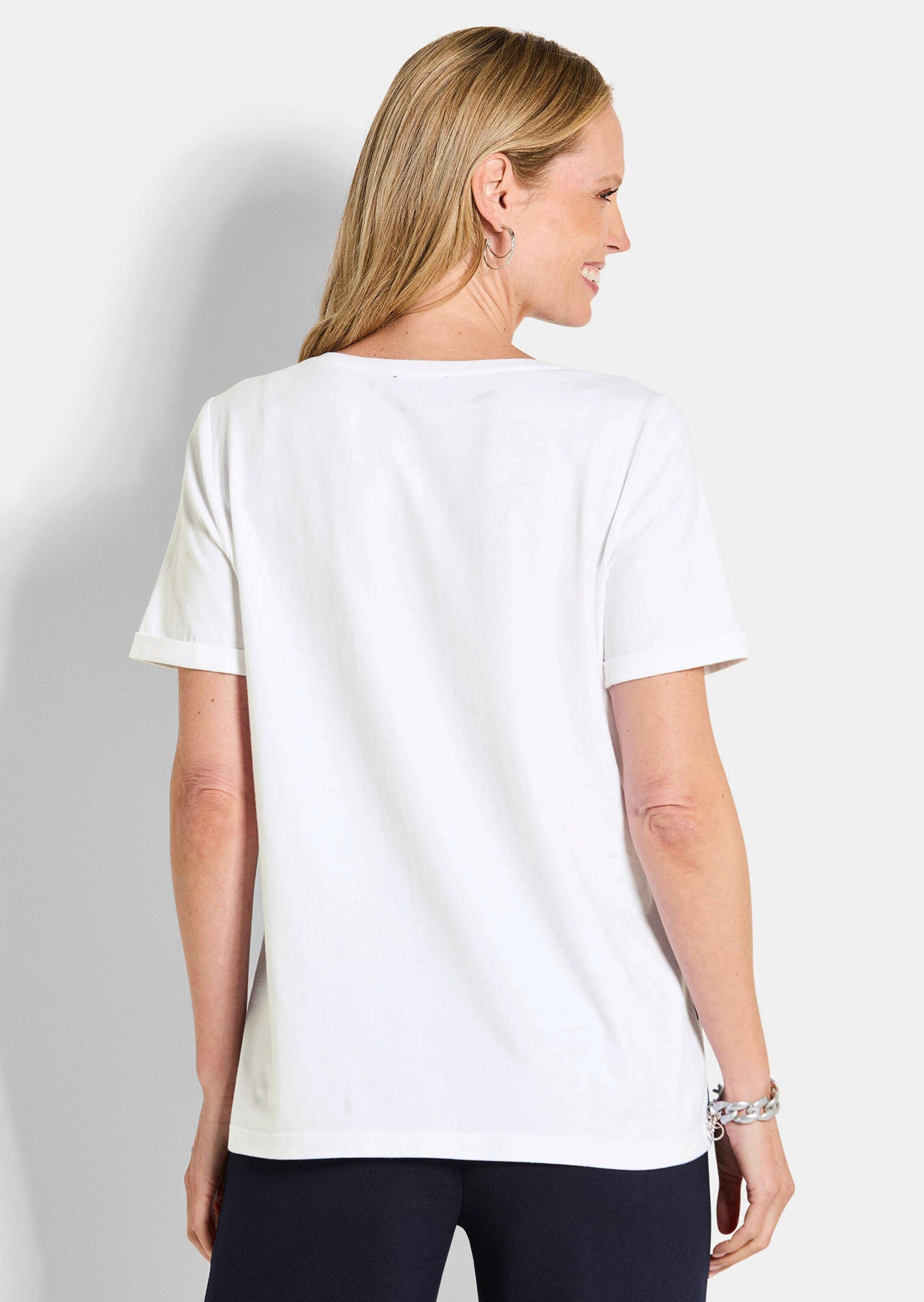 GOLDNER Kurzarmshirt »Jerseyshirt mit maritimen Print« stretchbequemer Viskopsejersey