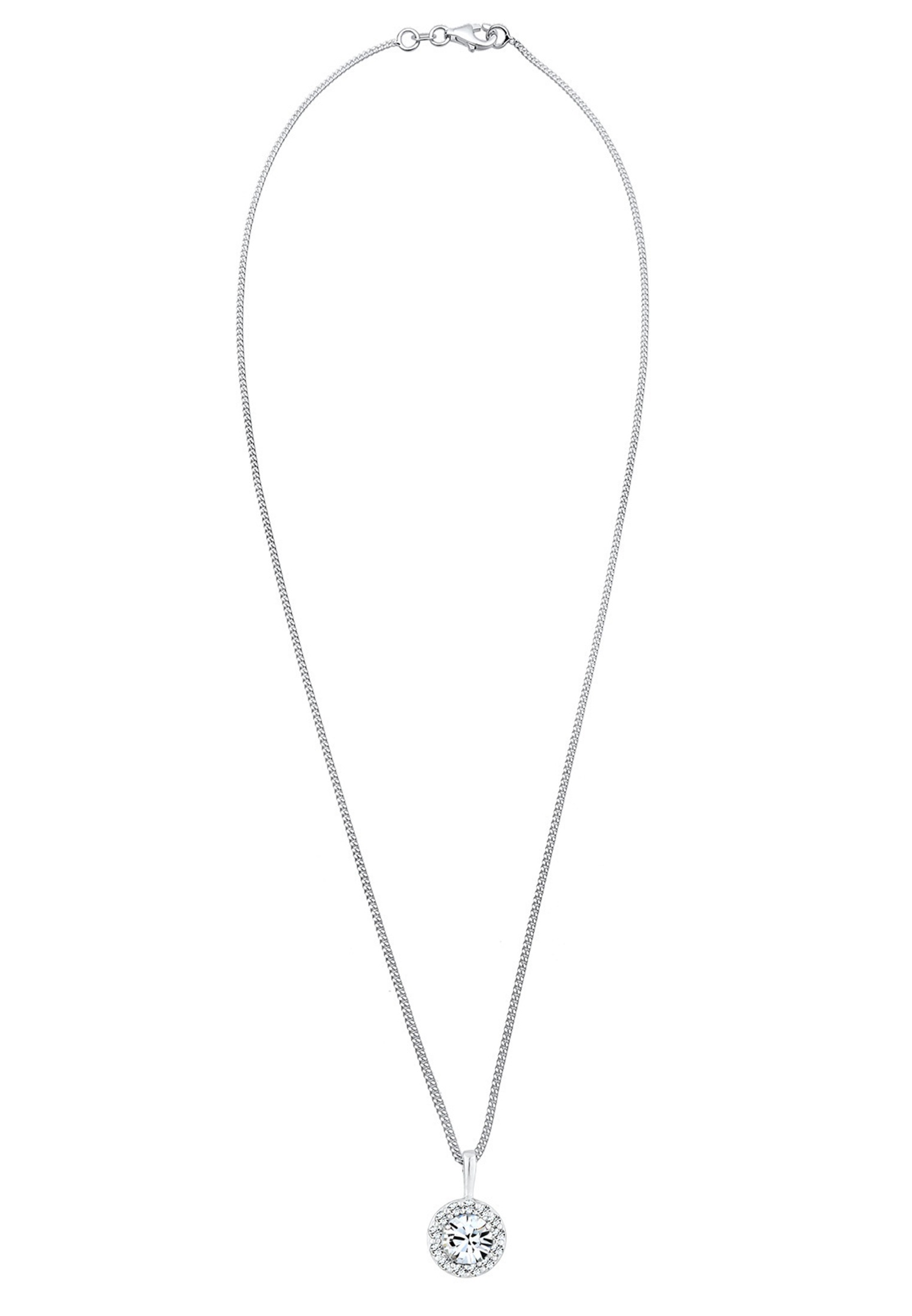 Elli Silberkette »Halskette Solitär Glas Kristalle Weiß 925 Sterling Silber«