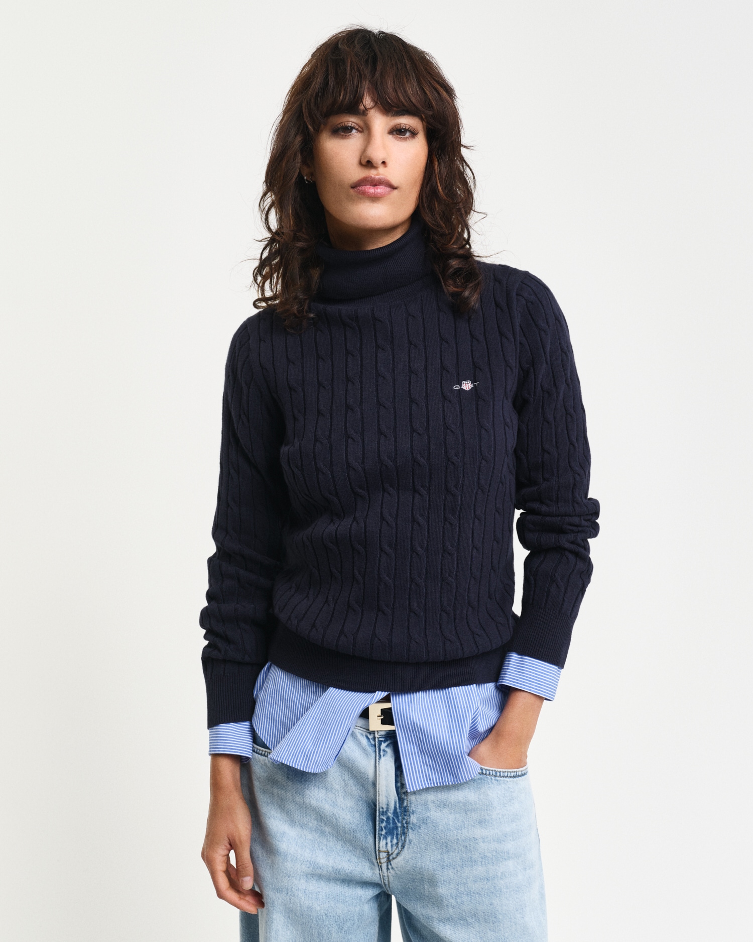 Gant Rollkragenpullover »STRETCH COTTON CABLE TURTLENECK«, mit Zopfmuster