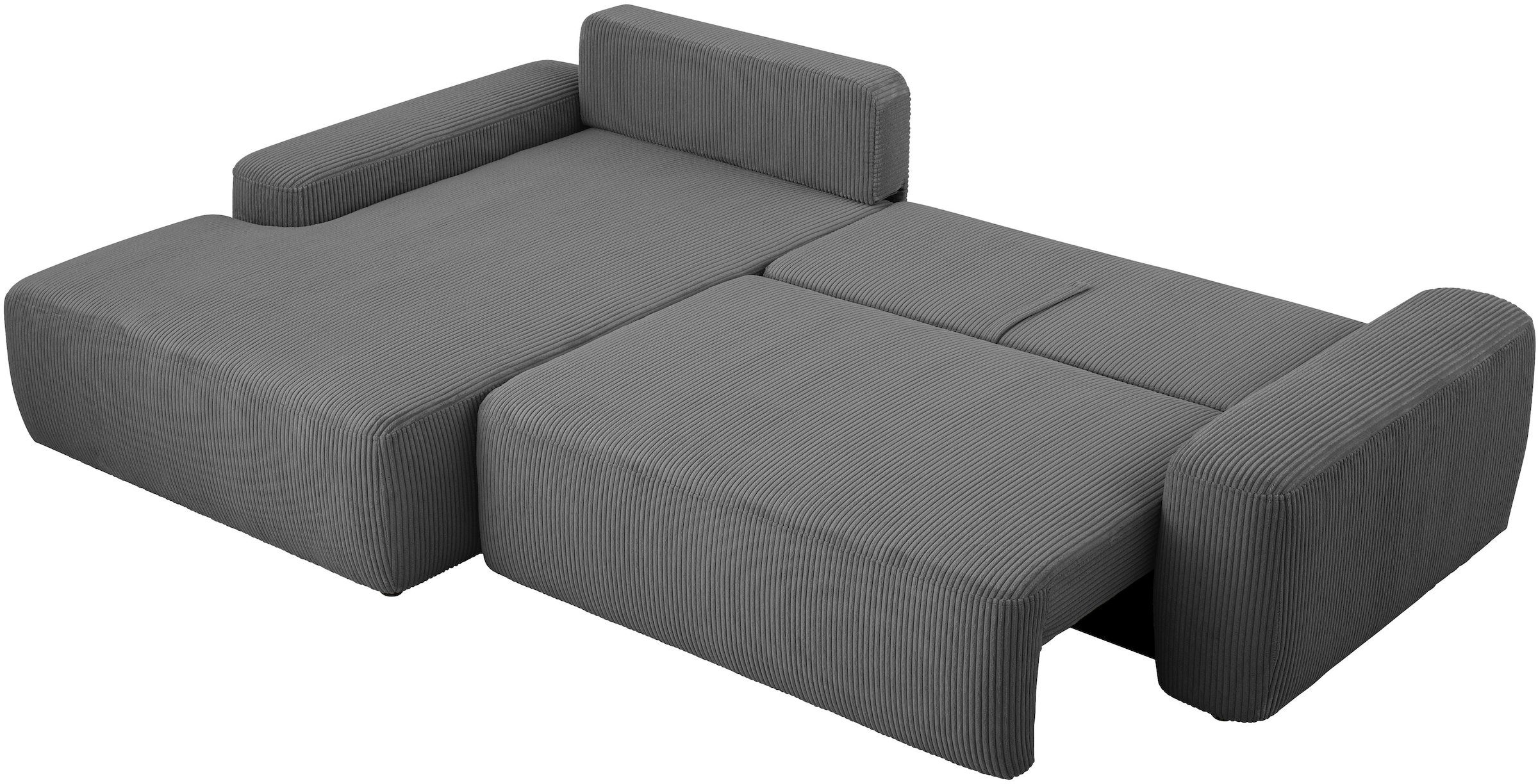 INOSIGN Ecksofa »TORGE (264cm), Schlafsofa in Cord, Samtvelours o Struktur fein, L-Form«, Schlaffunktion, Bettkasten, Liegefläche: 125/210 cm