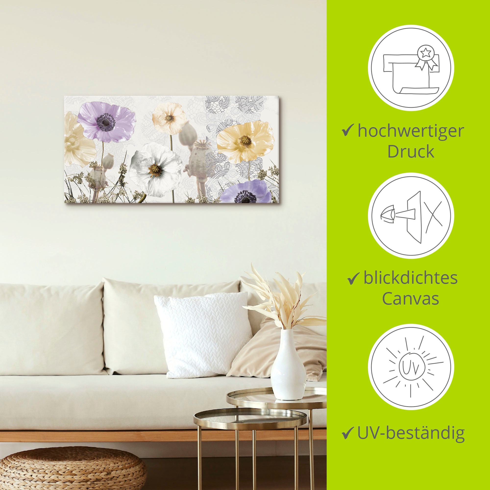 Artland Wandbild »Glänzende Mohnblumen«, Blumen, (1 St.), als Alubild, Outdoorbild, Leinwandbild, Wandaufkleber, versch. Größen