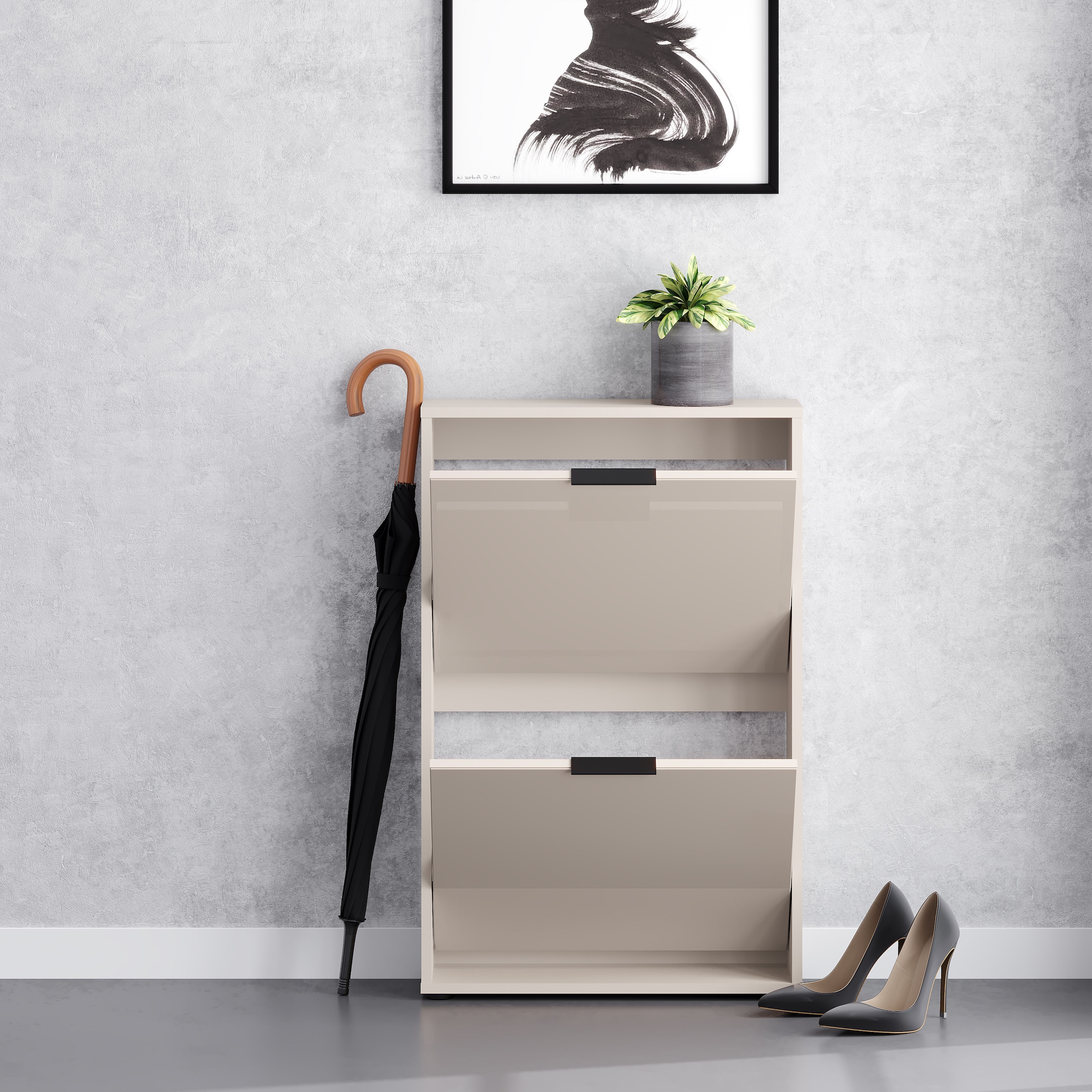 HBZ Schuhkipper »Jana Schuhkipper, Glasfronten, Metallgriffe« 1 Stk. tlg. Breite 60cm, Glasfront, Metallgriffe