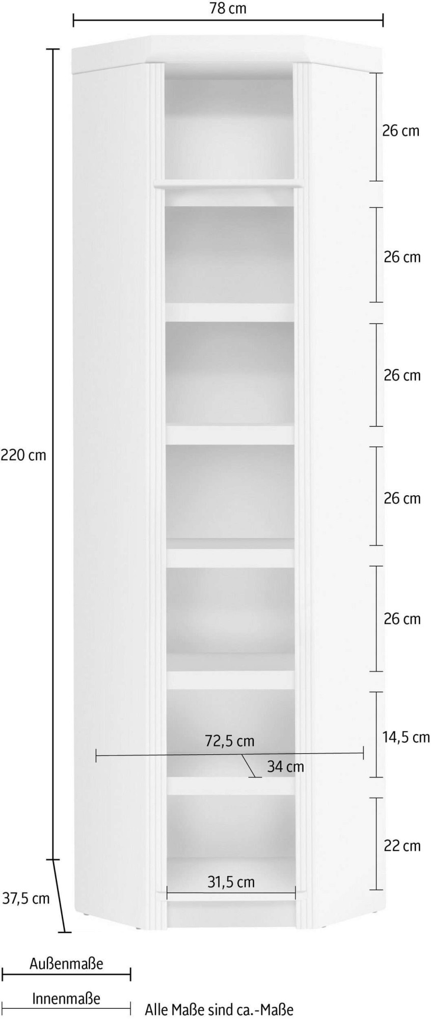 OTTO home Eckregal »Soeren Regal Höhe 220 cm, massive Kiefer, FSC®-zertifiziert« passend für Regale Soeren mit einer Tiefe von 29 cm