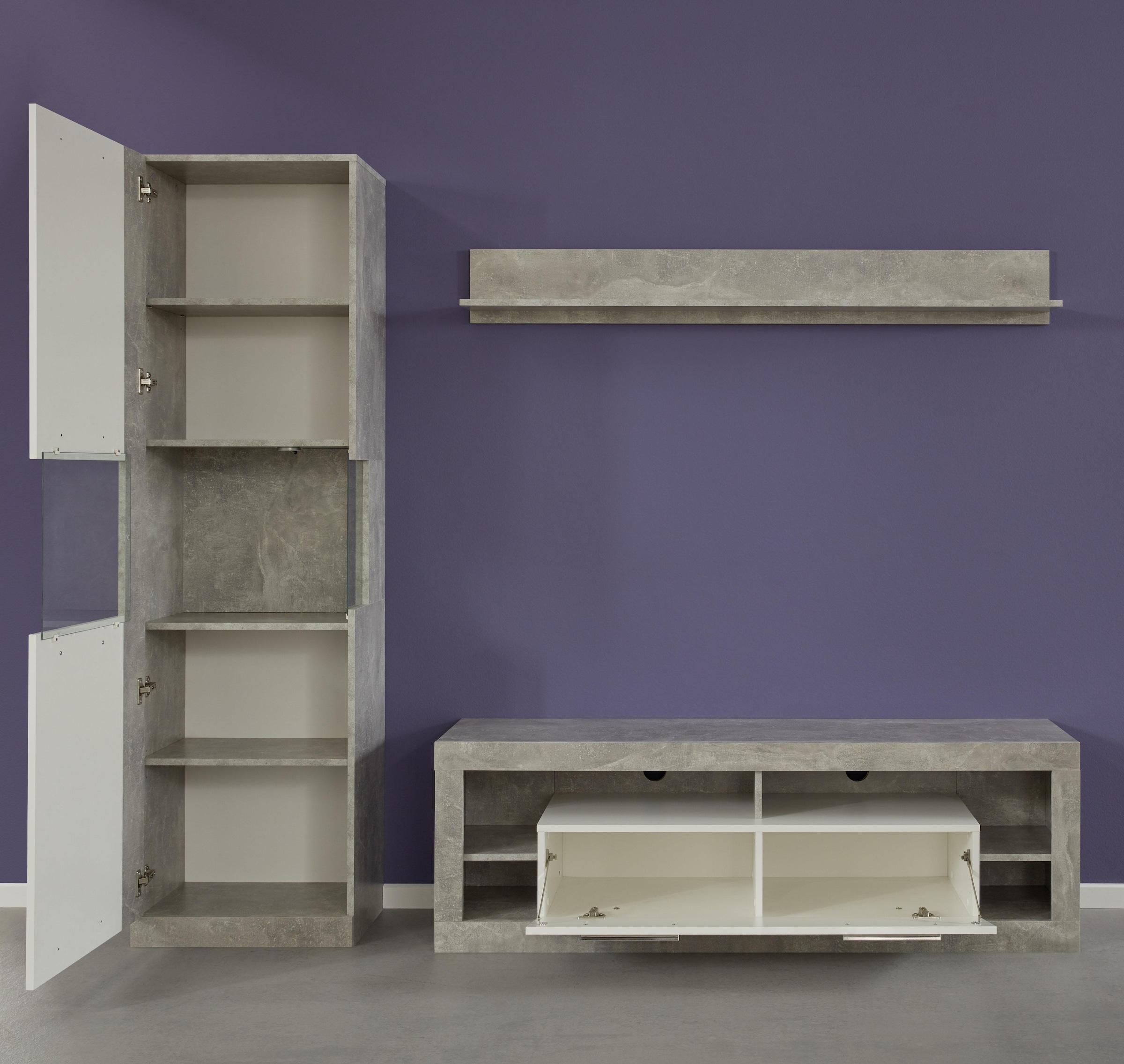 INOSIGN Lowboard »Gwendolyn« 1 Stk. tlg. TV-Board, in 2 Breiten, 1 Klappe, 4 Fächer, Beleuchtung optinal