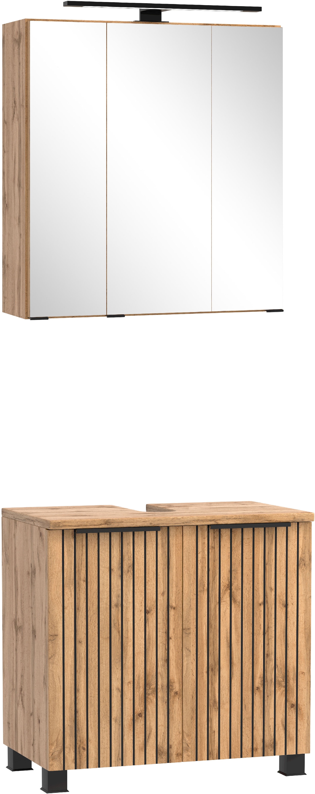 welltime Badezimmer-Set »Welltime Möbel, Carlton Unterbecken-Set 2teilig, 60 cm, gestreift«, (2 St.)