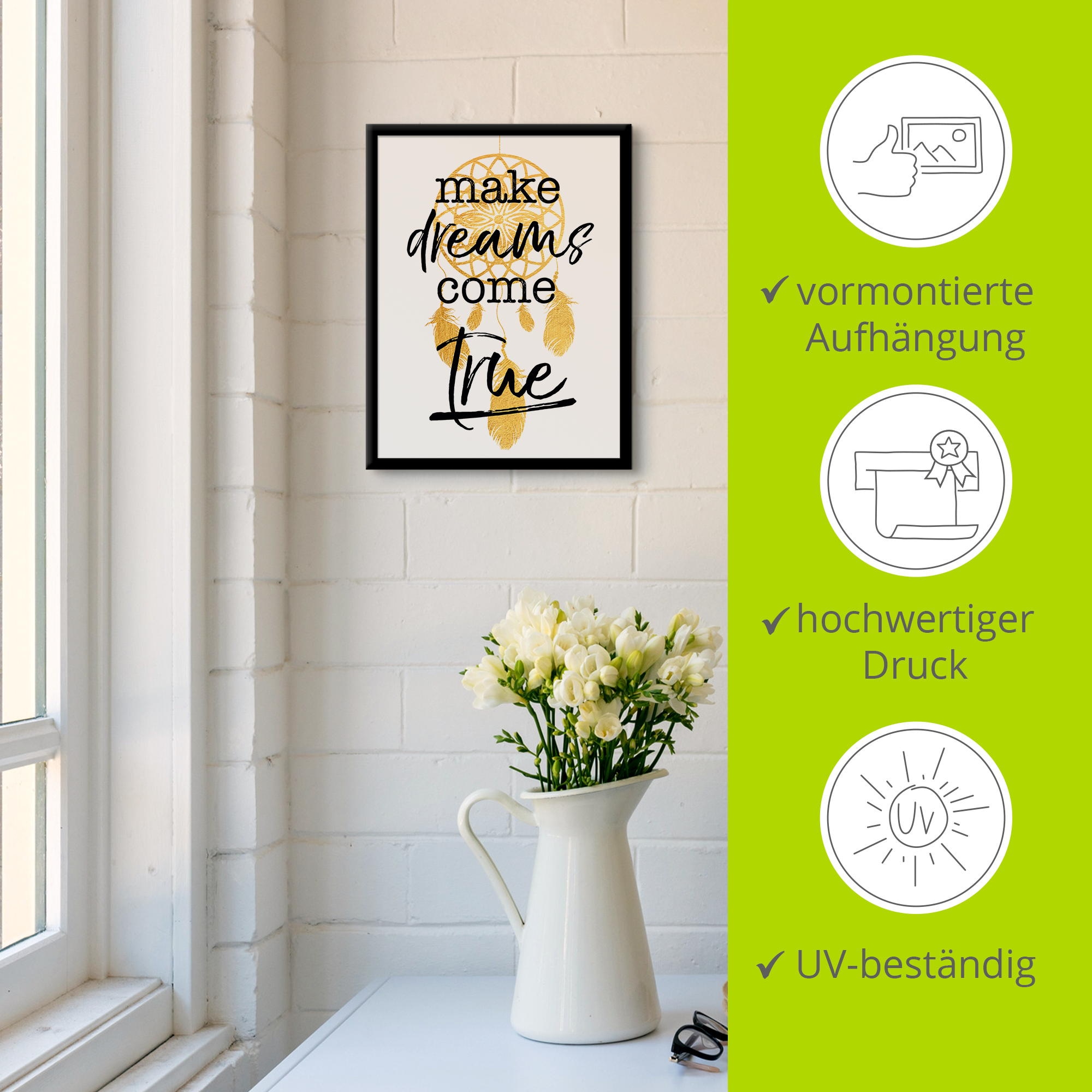 Artland Wandbild »Träume wahr werden lassen«, Sprüche & Texte, (1 St.)