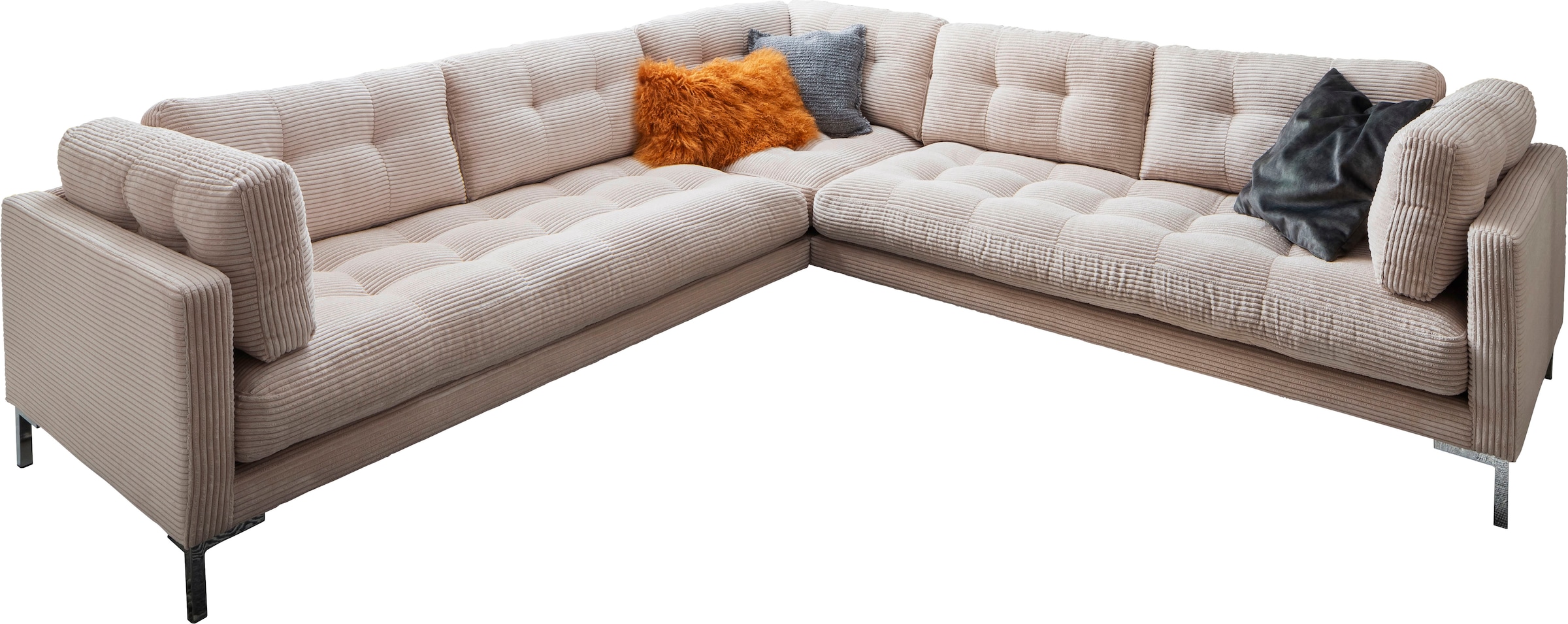 Trends by HG Wohnlandschaft »Landau U-Form«, in Cord-Stoff mit Metallfuß