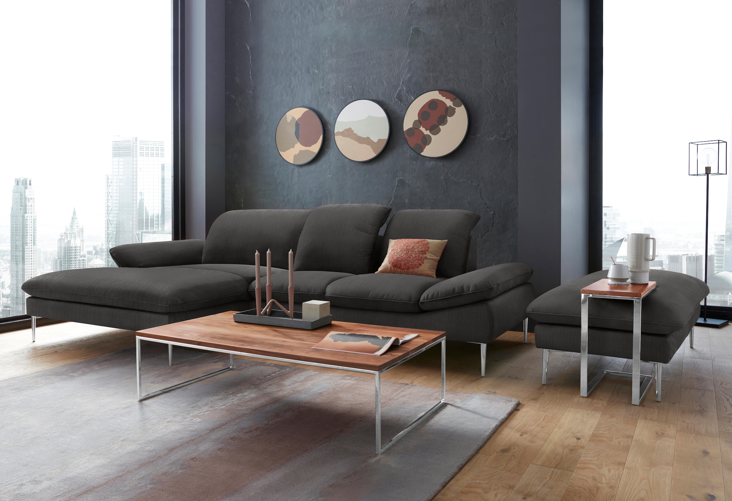 W.SCHILLIG Hocker »enjoy&MORE«, Füße Chrom glänzend, Breite 151 cm