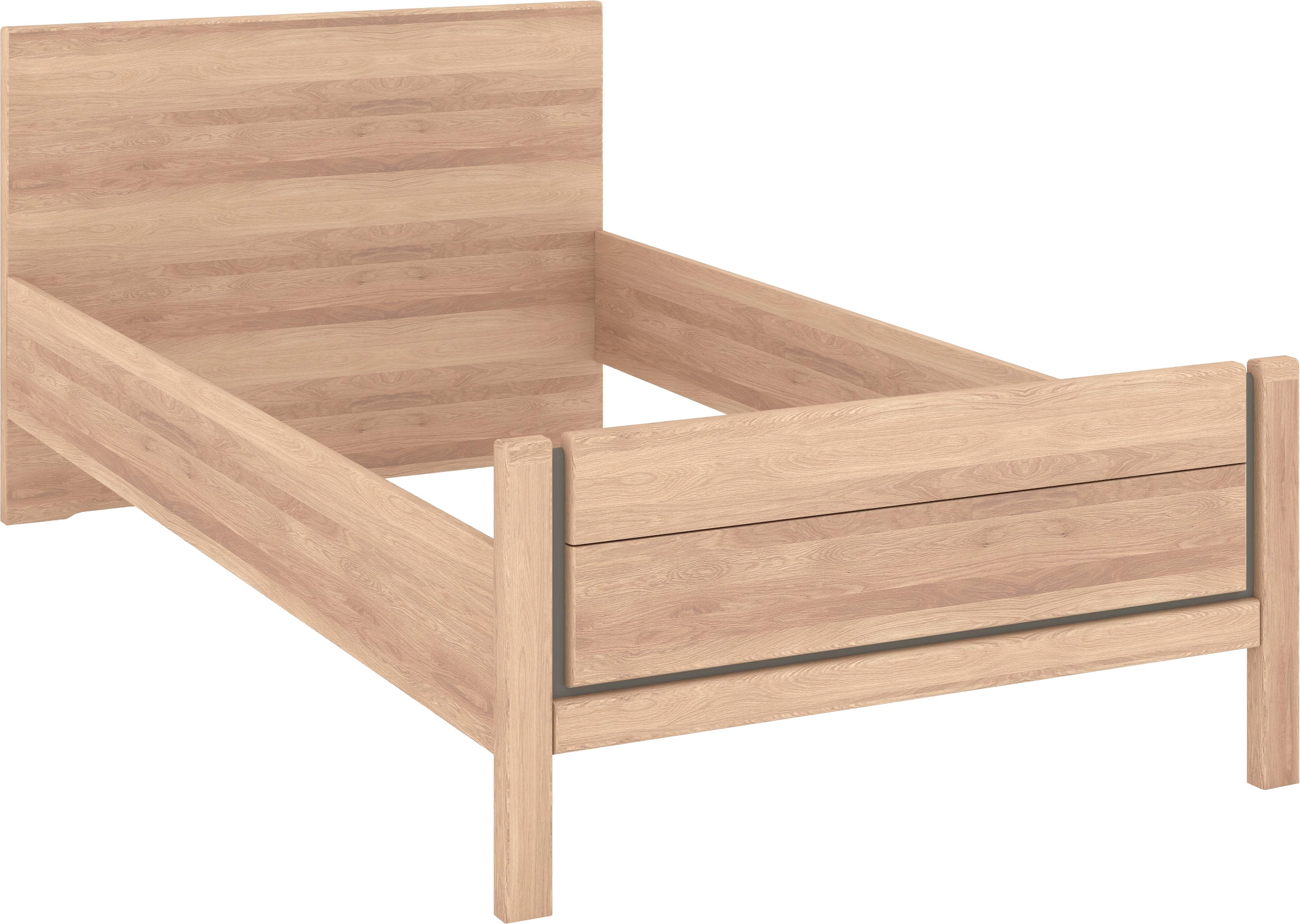 Musterring Holzbett »Sorrent, Bettgestell, Bettrahmen, teilmassiv Eiche«, (MADE IN GERMANY), Eiche teilmassiv, Liegehöhenverstellung, Stollenfußteil