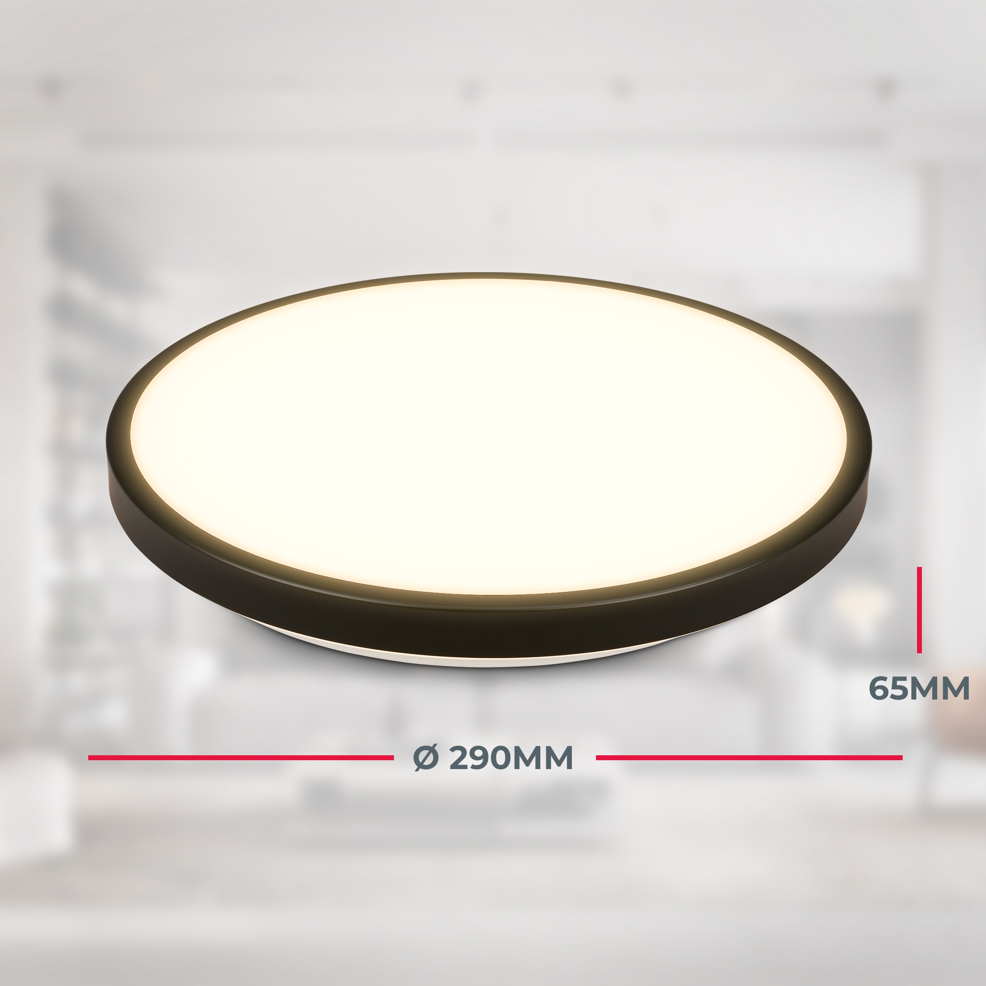 B.K.Licht LED Deckenleuchte »BK_DL1615 Bad Deckenlampe mit Bewegungsmelder, 3m Reichweite« LED-Modul 1 Stk. Warmweiß 120° Erfassungswinkel, IP54, 13W, 1.300 Lm, 3.000K, Ø27cm, Schwarz