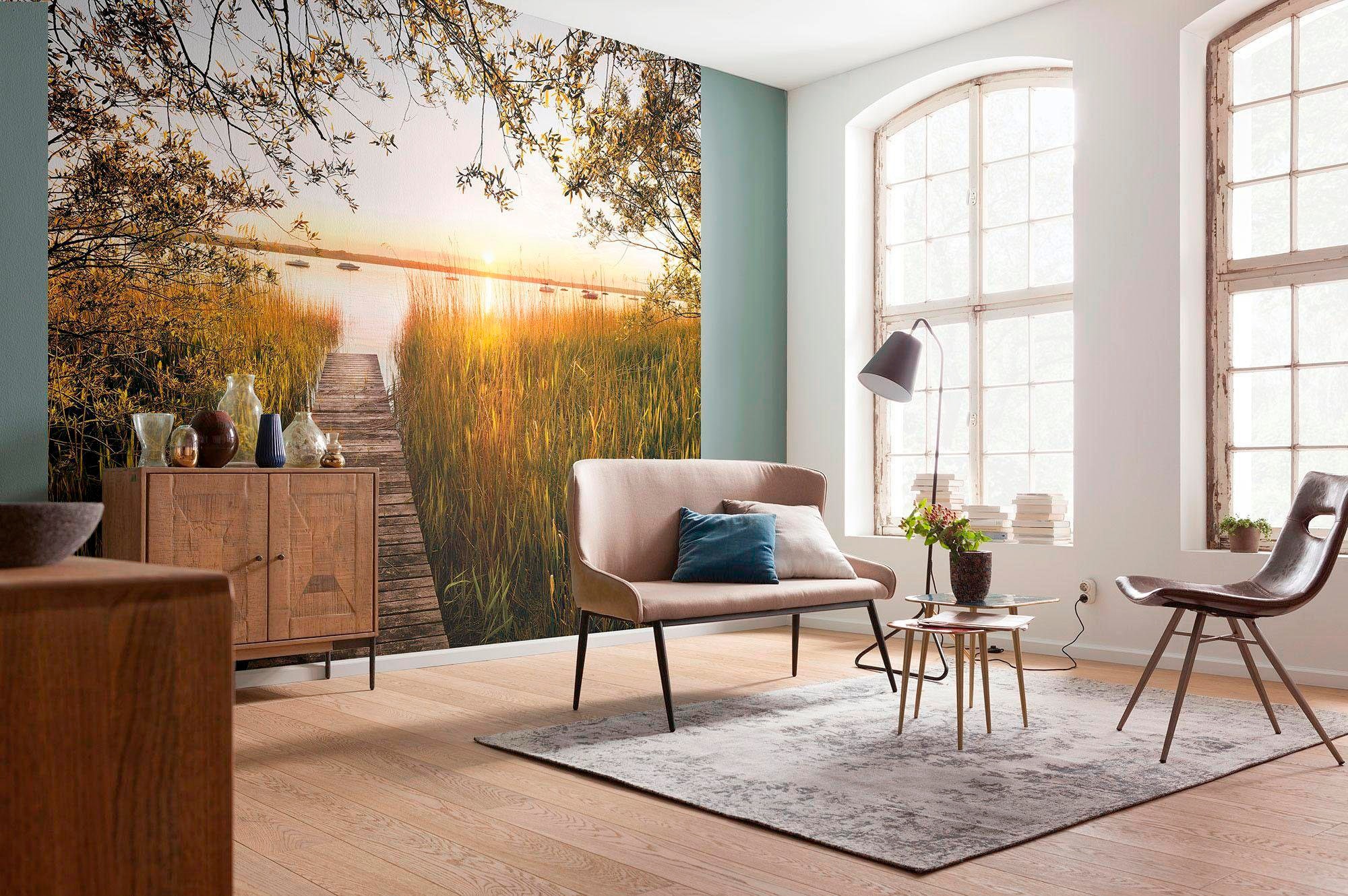 Komar Vliestapete »Digitaldruck Vlies - Lakeside - Größe 300 x 250 cm«, bedruckt, Wohnzimmer, Schlafzimmer