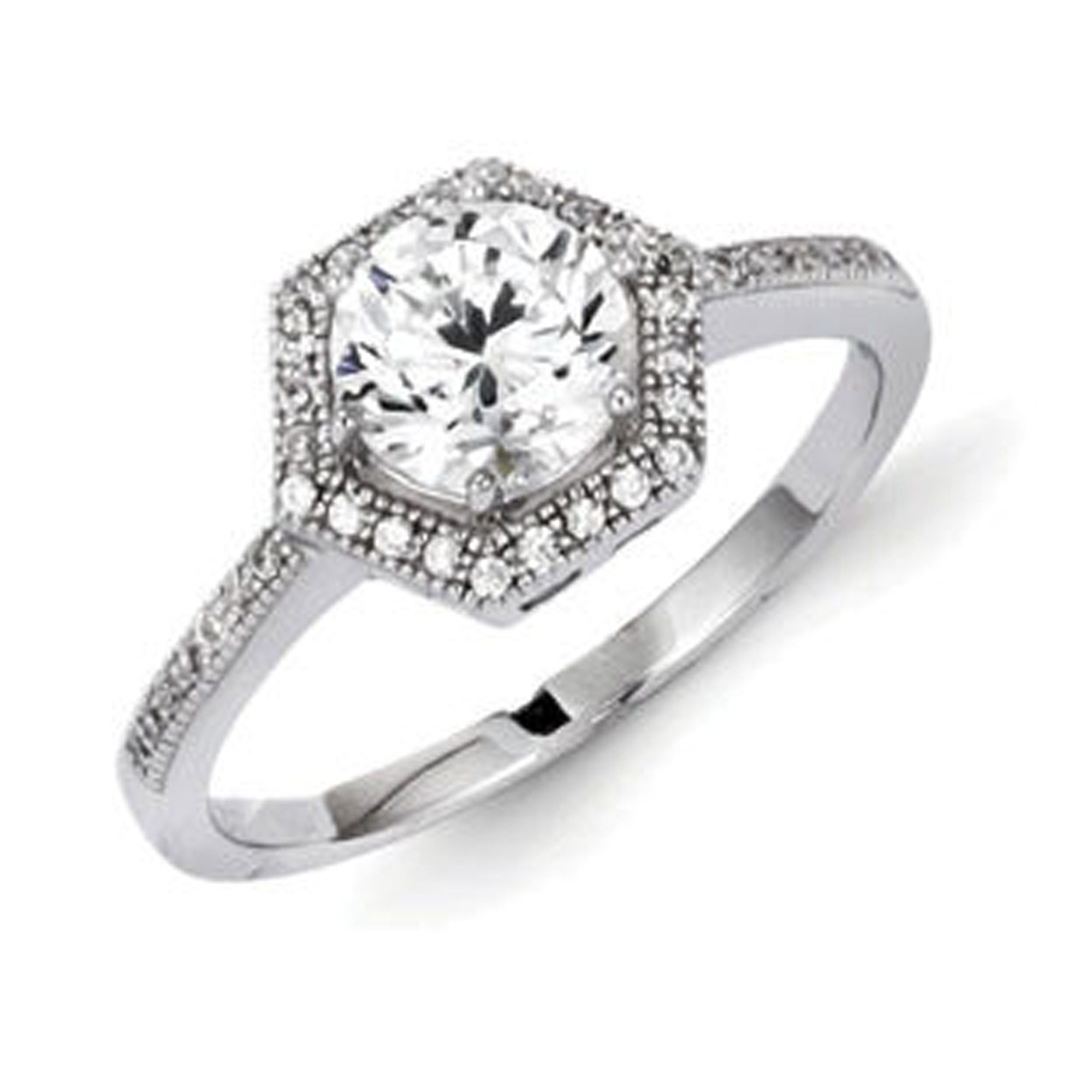 Buckley London Fingerring »Messing rhodiniert Kristall«