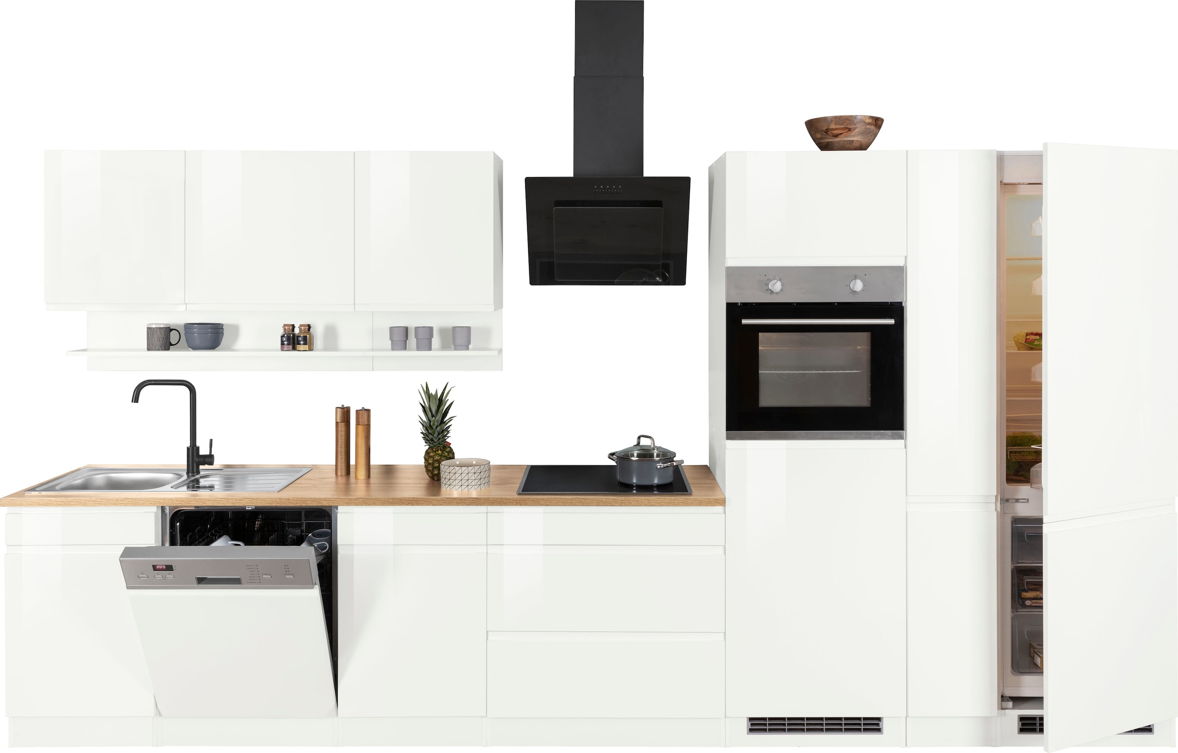KOCHSTATION Küchenzeile »KS-Virginia«, Breite 390 cm, mit Glaskeramik-oder Induktionskochfeld