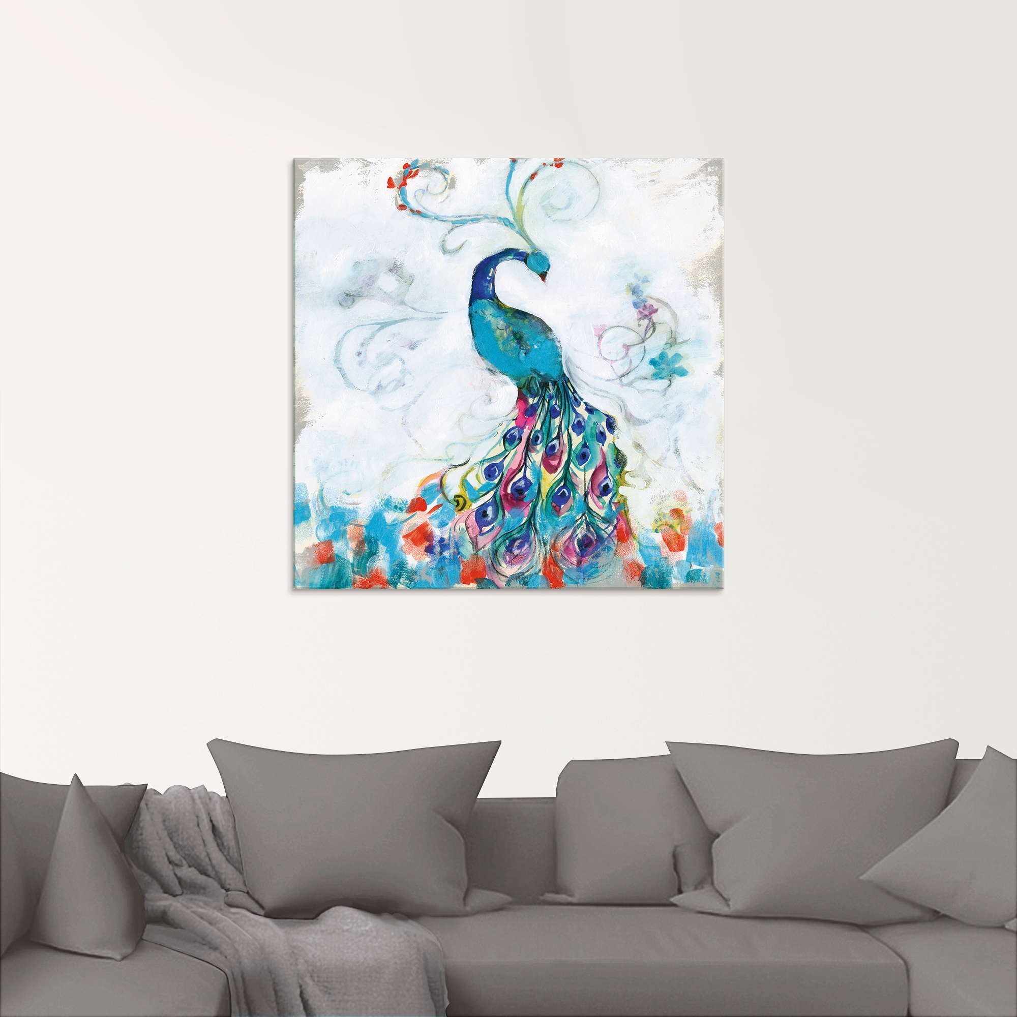 Artland Glasbild »Konfettipfau I«, Vögel, (1 St.), in verschiedenen Größen
