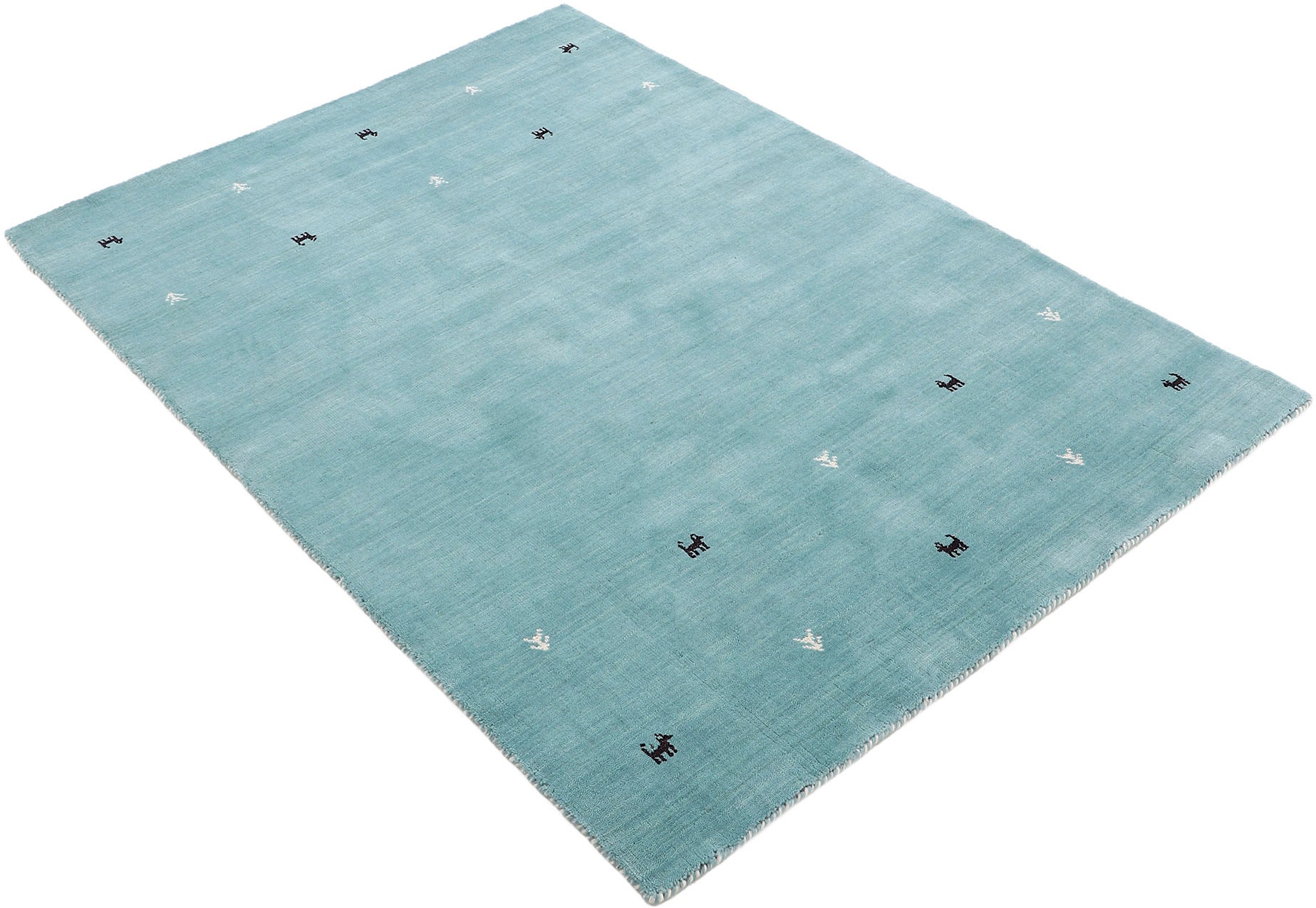 carpetfine Wollteppich »Gabbeh Uni, auch als Läufer erhältlich«, rechteckig, 15 mm Höhe, reine Wolle, handgewebt, Gabbeh Loom Tiermotiv, große Farbauswahl