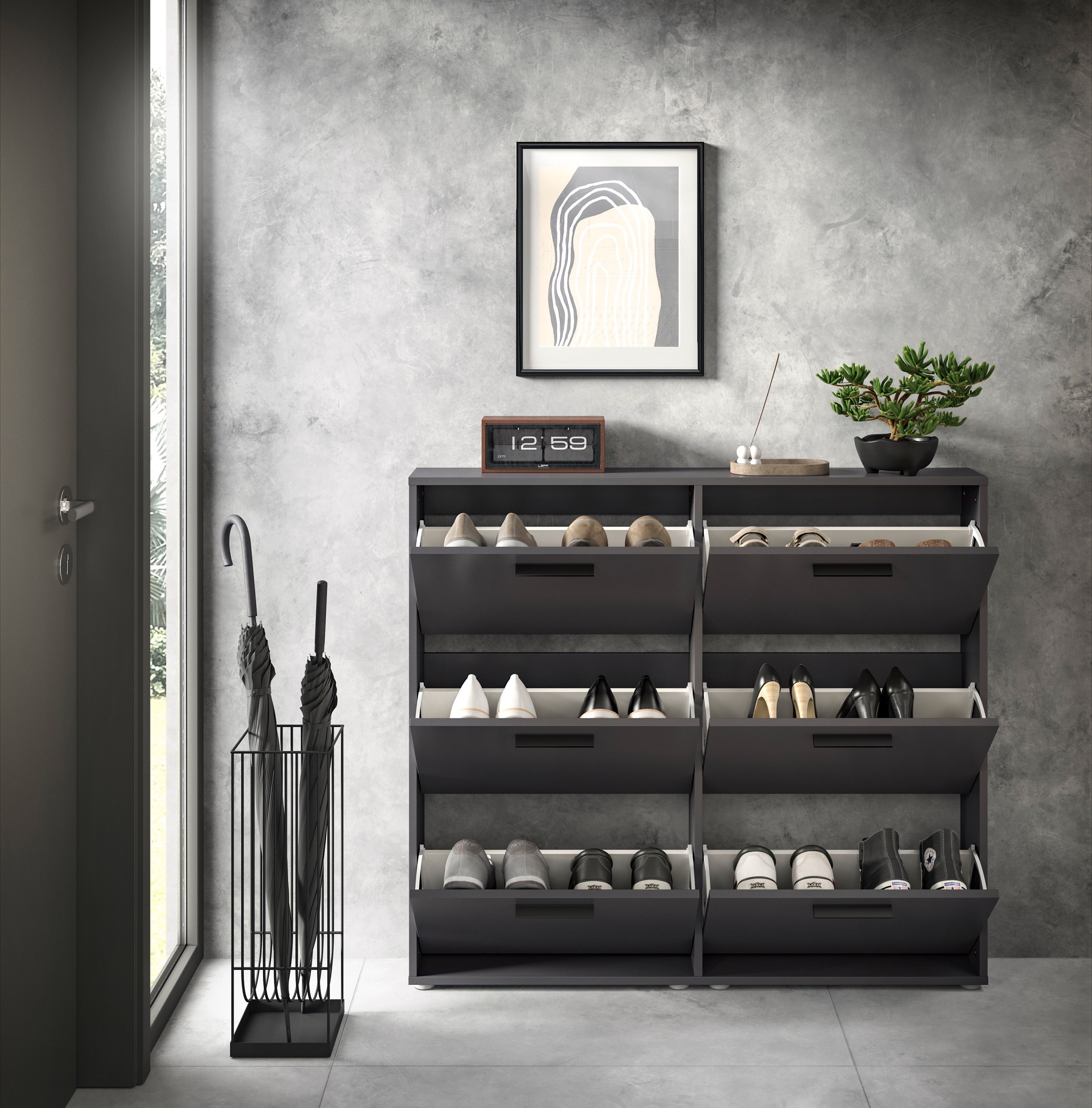 HBZ Schuhkommode »Sam Schuhkipper, Schuhschrank BxHxT 116x103x17 cm«, (1 St.), mit 6 Klappen