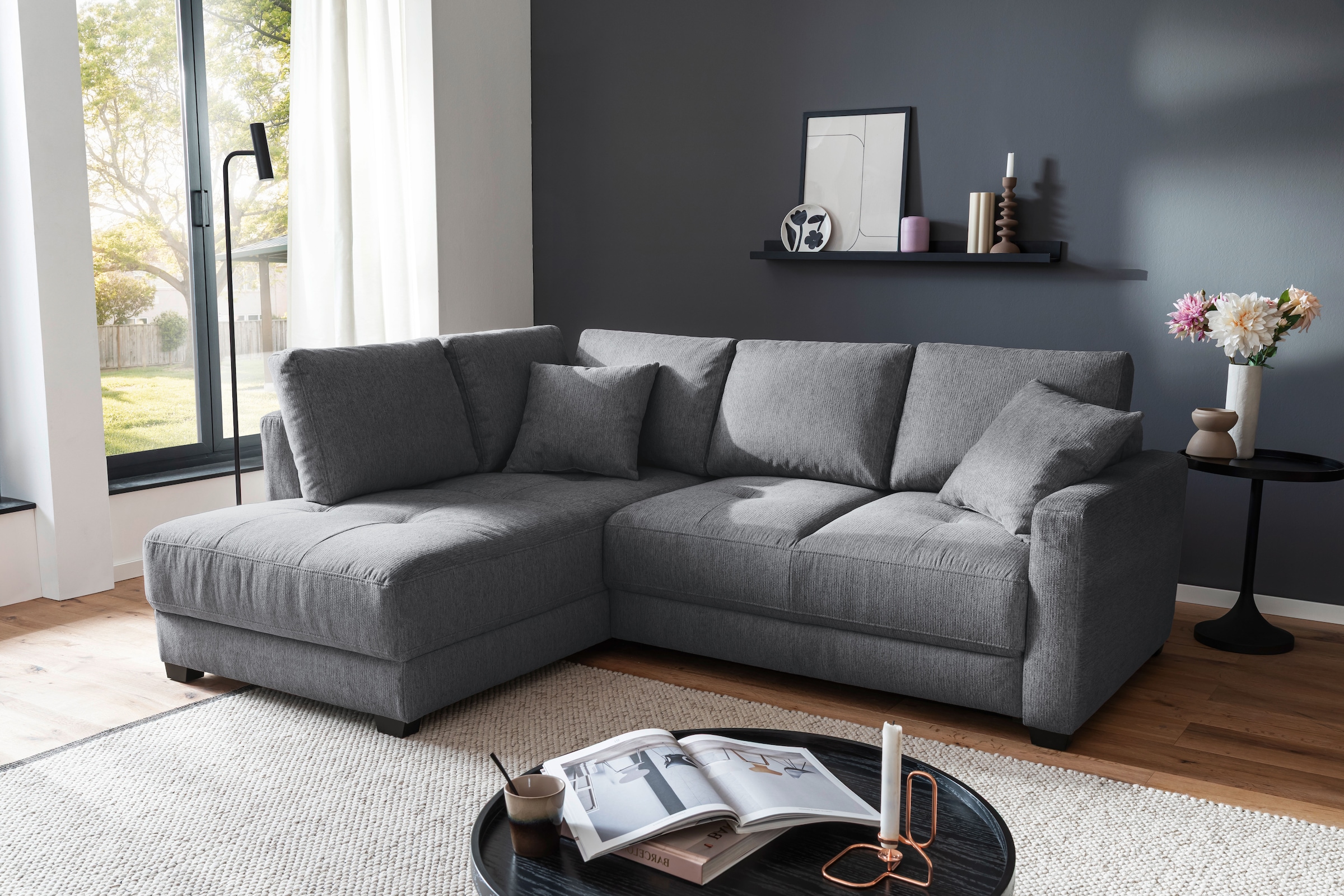 Mr. Couch Ecksofa »Pierre, L-Form mit BoxSpring« Mit Boxpring-Taschenfederkern