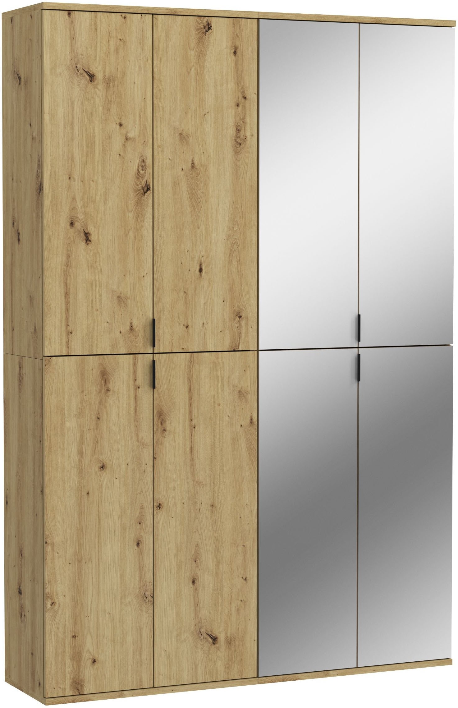 INOSIGN Garderoben-Set »Trondheim, Breite 122 cm, best. aus 2 Schränken, 8 Türen, 18 Fächer«, (Set, 2 St.), inkl. ausziehbarer Kleiderstange, Garderobenschrank, Kleiderschrank