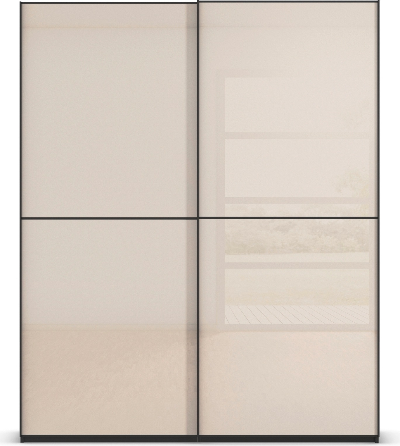 rauch Schwebetürenschrank »Kleiderschrank Schrank Garderobe Schlafzimmerschrank SCALE-DUO« edle zweigeteilte Türen Glas-Front mit 3 Zierleisten MADE IN GERMANY