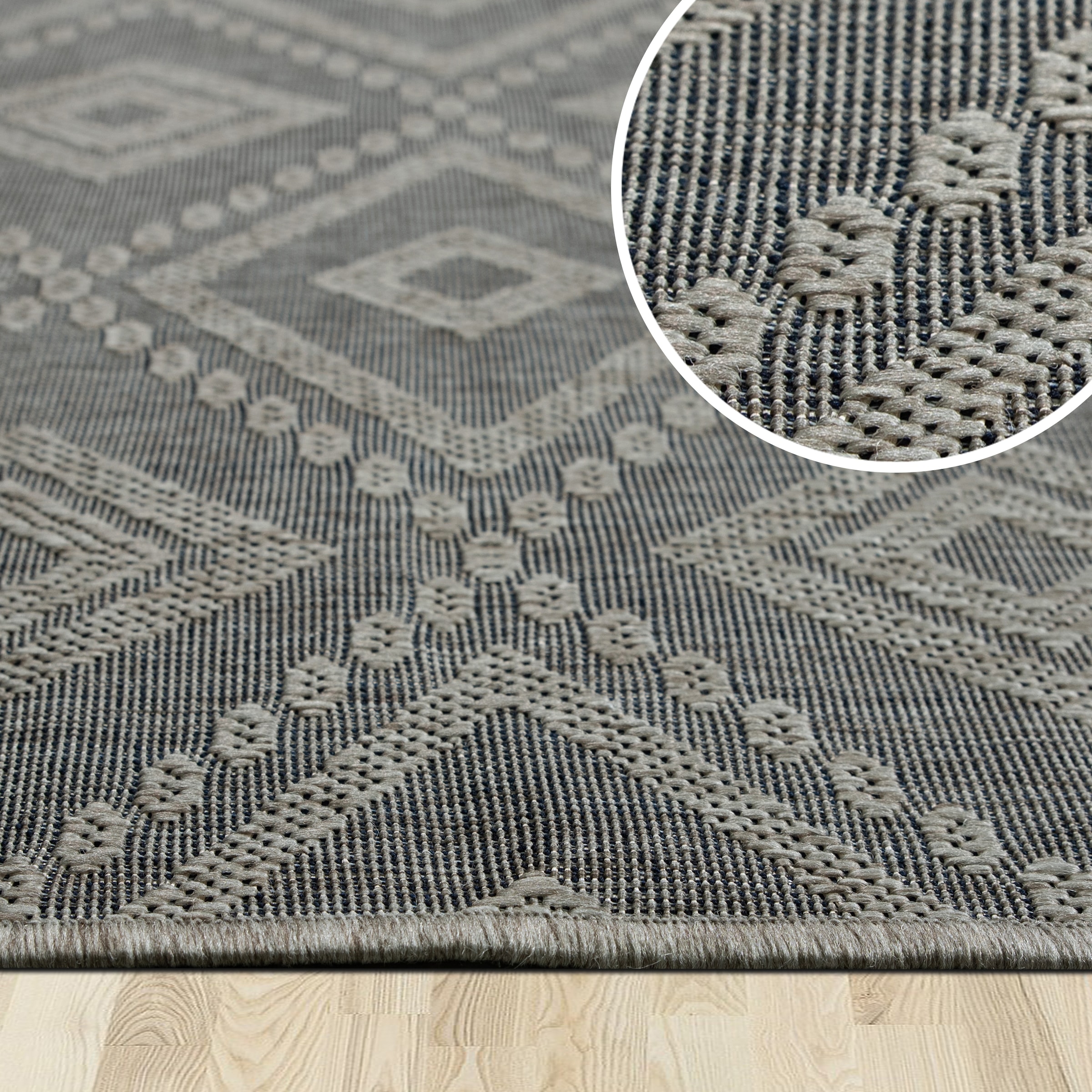 my home Teppich »Toronto auch als Läufer erhältlich«, rechteckig, 3 mm Höhe, In- und Outdoor geeignet, Sisal-Optik, Wetterfest & UV-beständig, Boho
