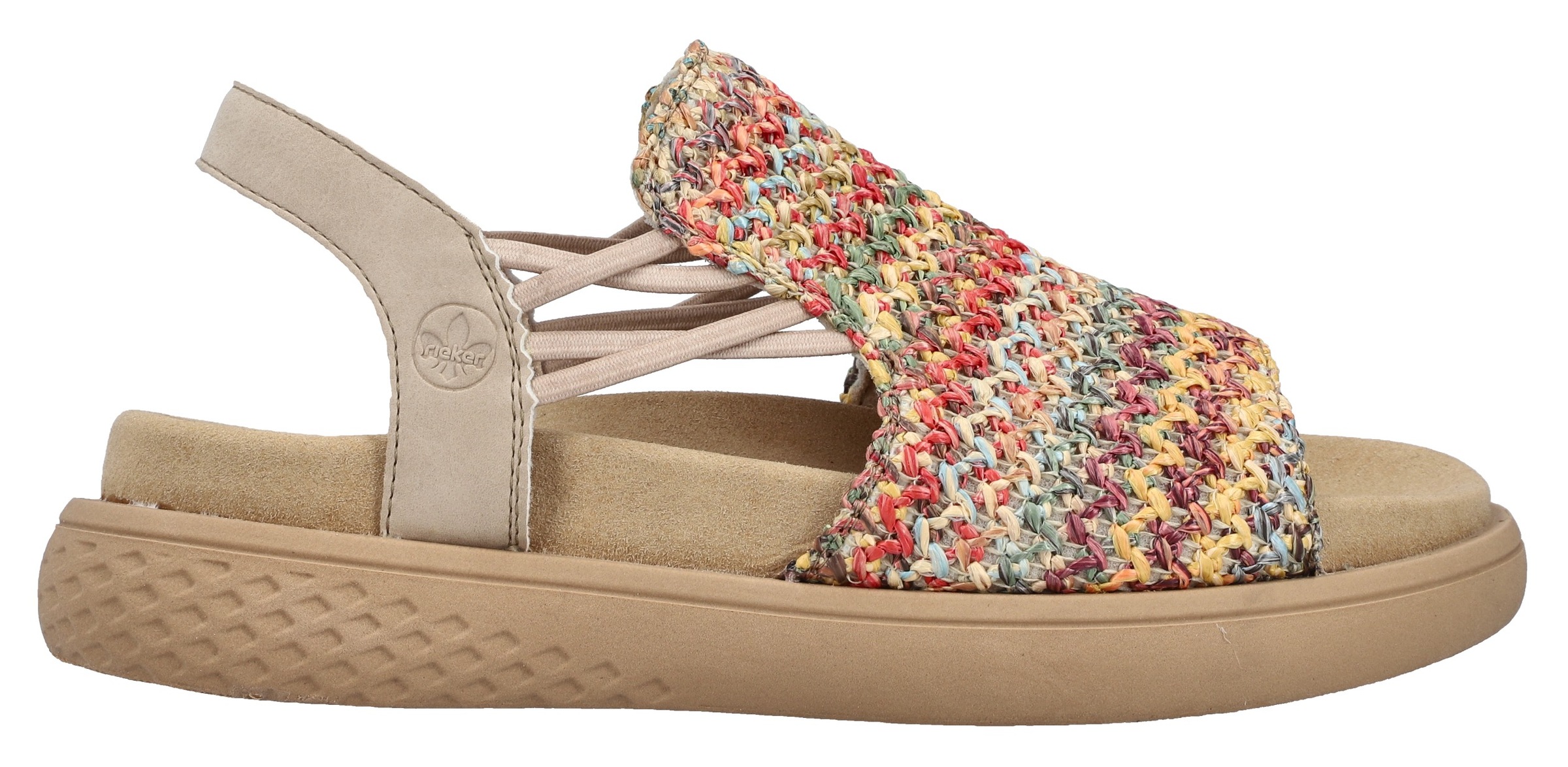 Rieker Plateausandale, Sommerschuh, Schlupfschuh, Urlaubschuh mit seitlichen Gummizügen