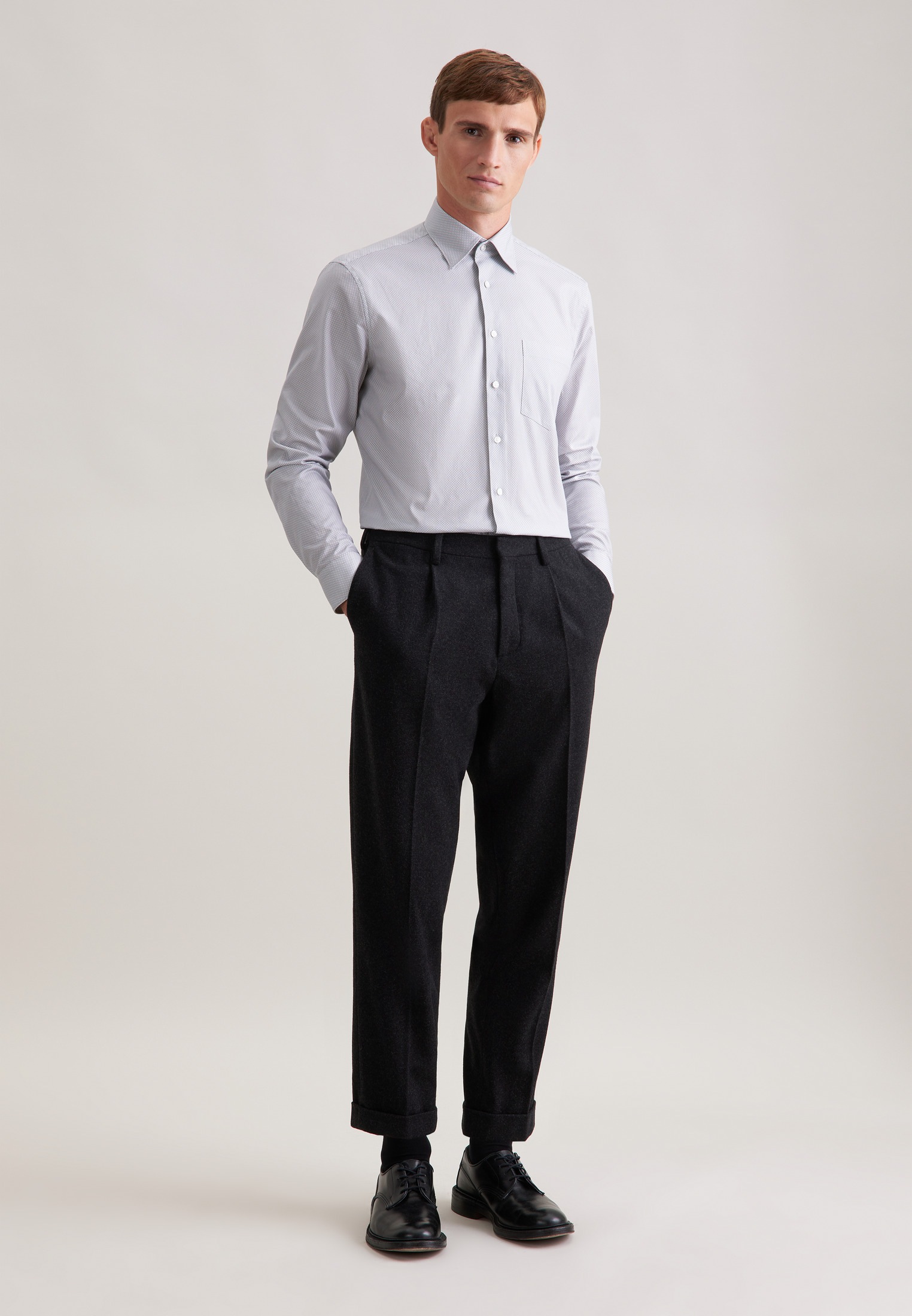 seidensticker Businesshemd »Schwarze Rose« Regular 1/1 Covered-Button-Down-Kragen Druck