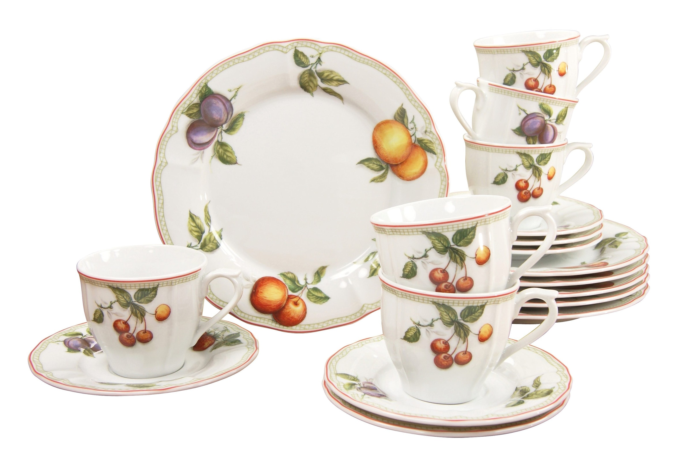 CreaTable Kaffeeservice »Geschirr-Set Flora Orchard«, (Set, 18 tlg., Kaffeegeschirr für 6 Personen), Service, 18 Teile, für 6 Personen