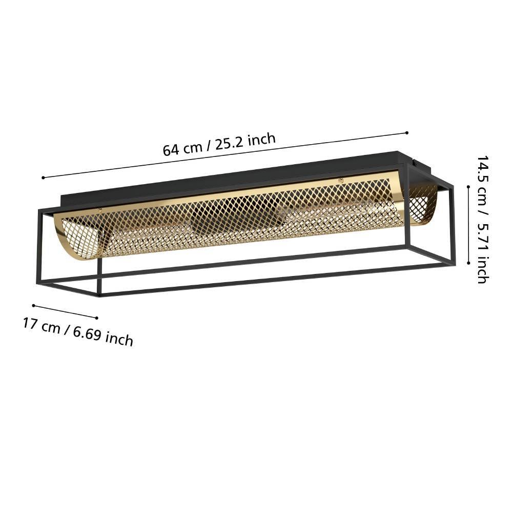 EGLO Deckenleuchte »NOHALES«, 2 flammig, Leuchtmittel E27 | ohne Leuchtmittel, Deckenleuchte, Wohnzimmerlampe aus Metall in Messing und Schwarz