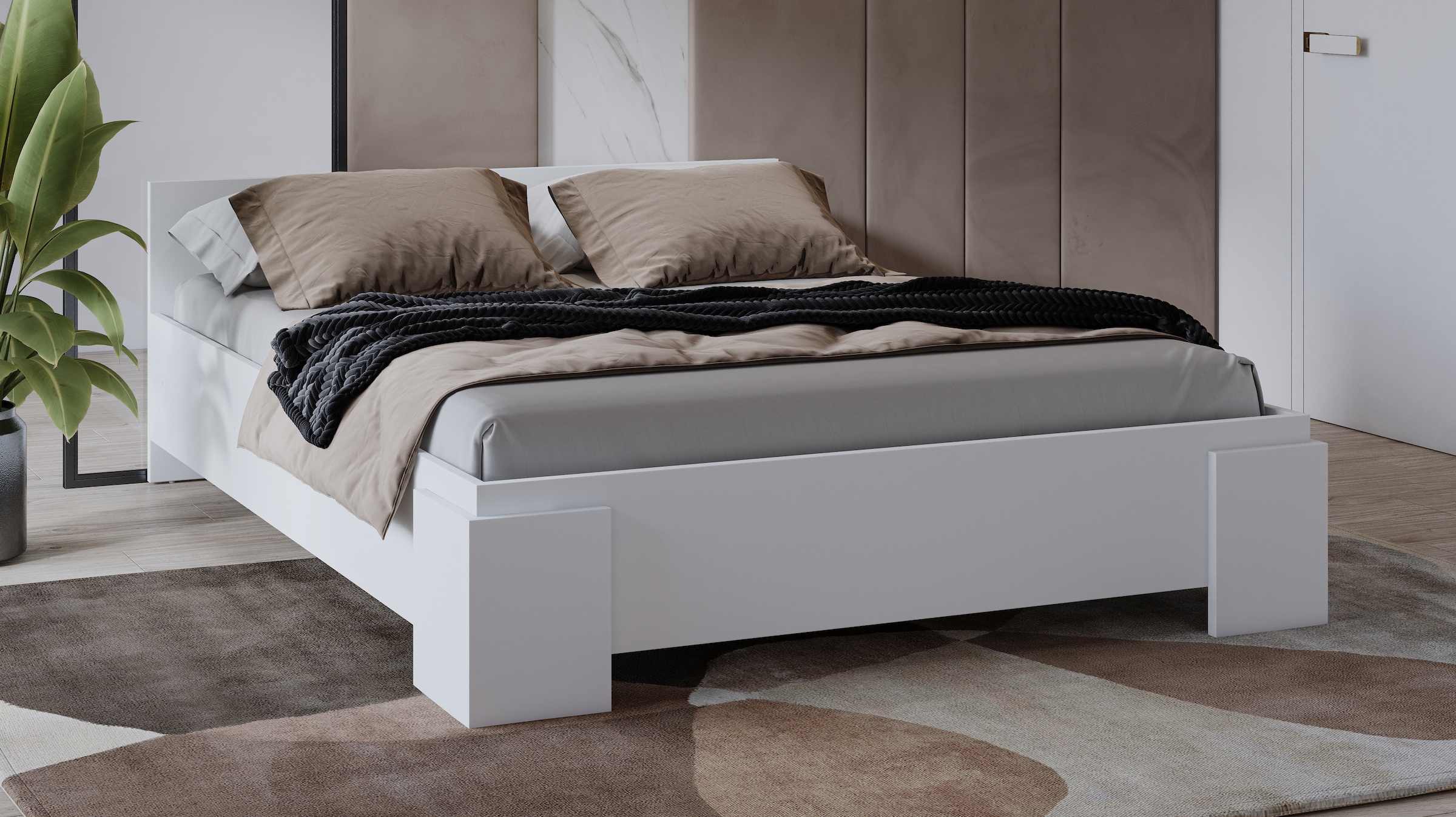 INOSIGN Bettgestell »India, FSC-zertifizierter Holzwerkstoff, Made in Europe«, Doppelbett 160x200 oder 180x200cm, weiß oder schieferfarben