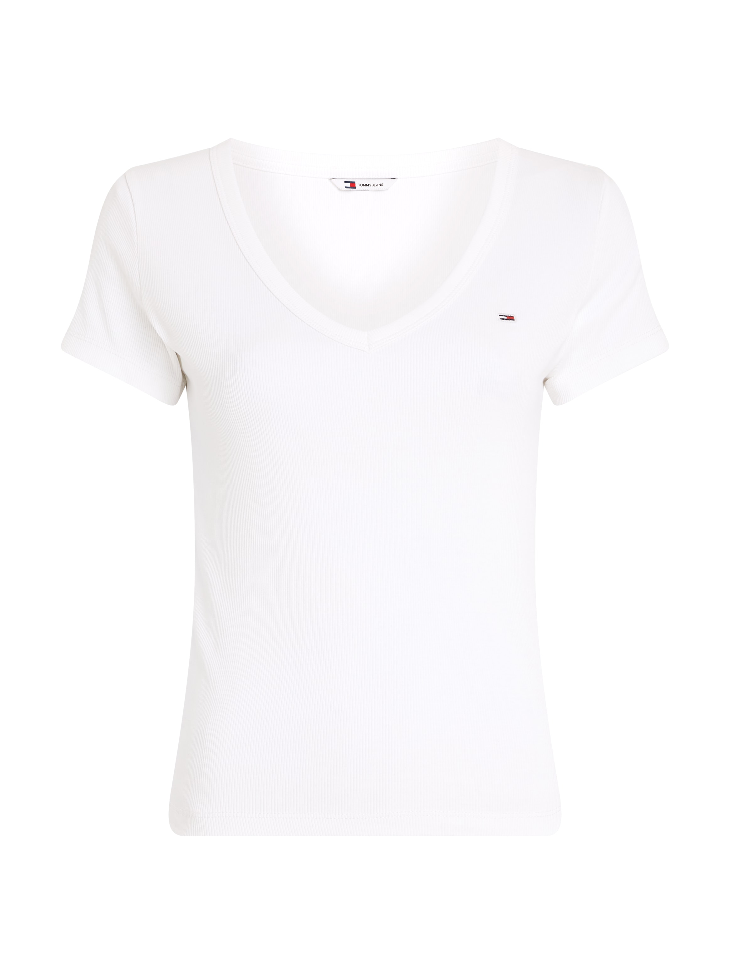 Tommy Jeans T-Shirt »TJW SLIM ESSENTIAL RIB V SS«, mit Logostickerei